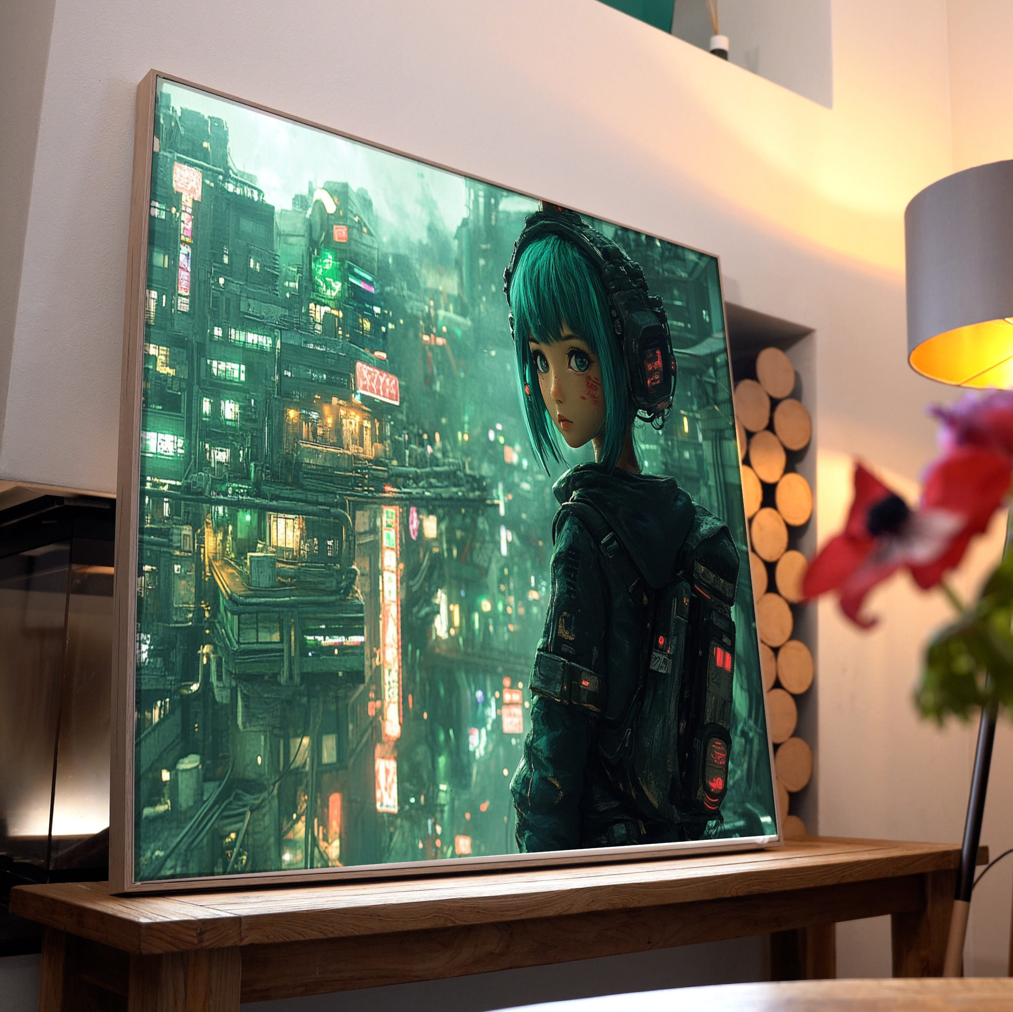 Anime Mädchen Cyberpunk 1 | LED Bild