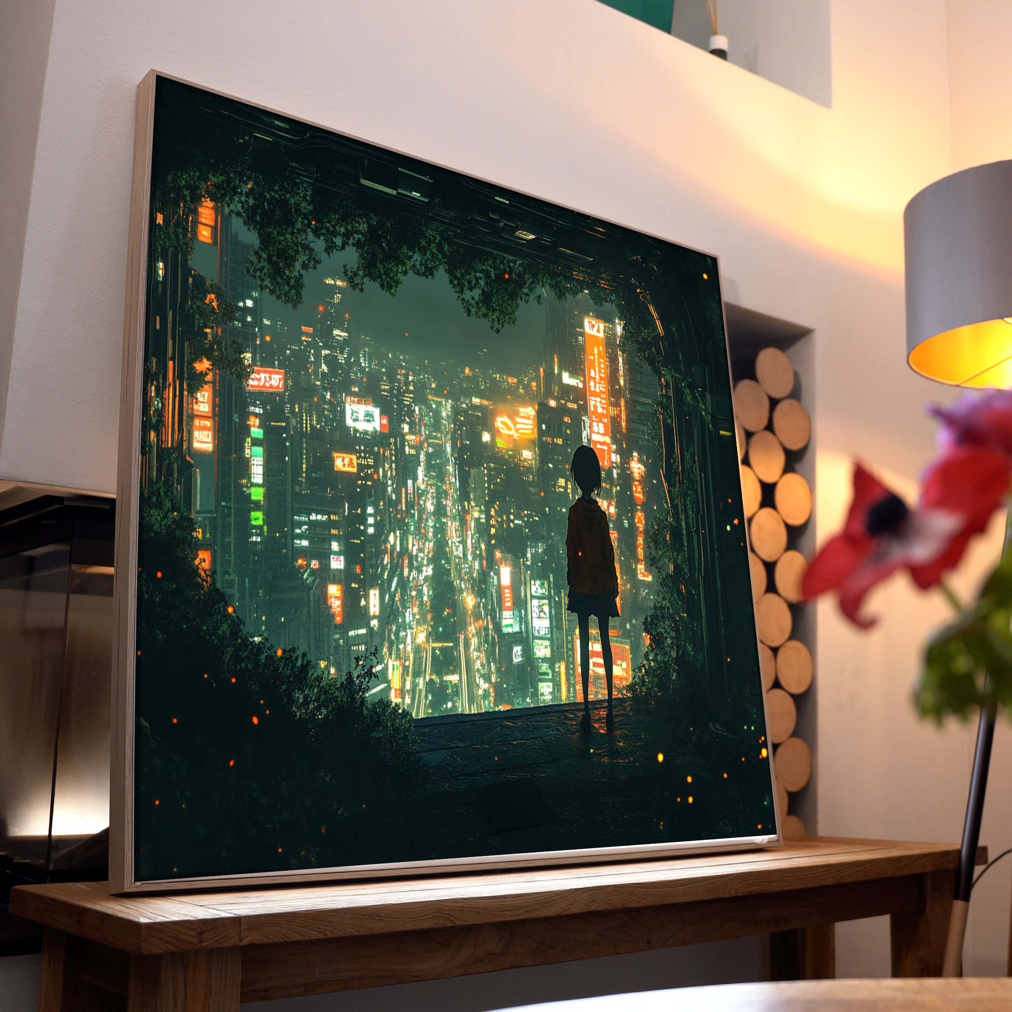 Anime Mädchen Stadtkulisse | LED Bild