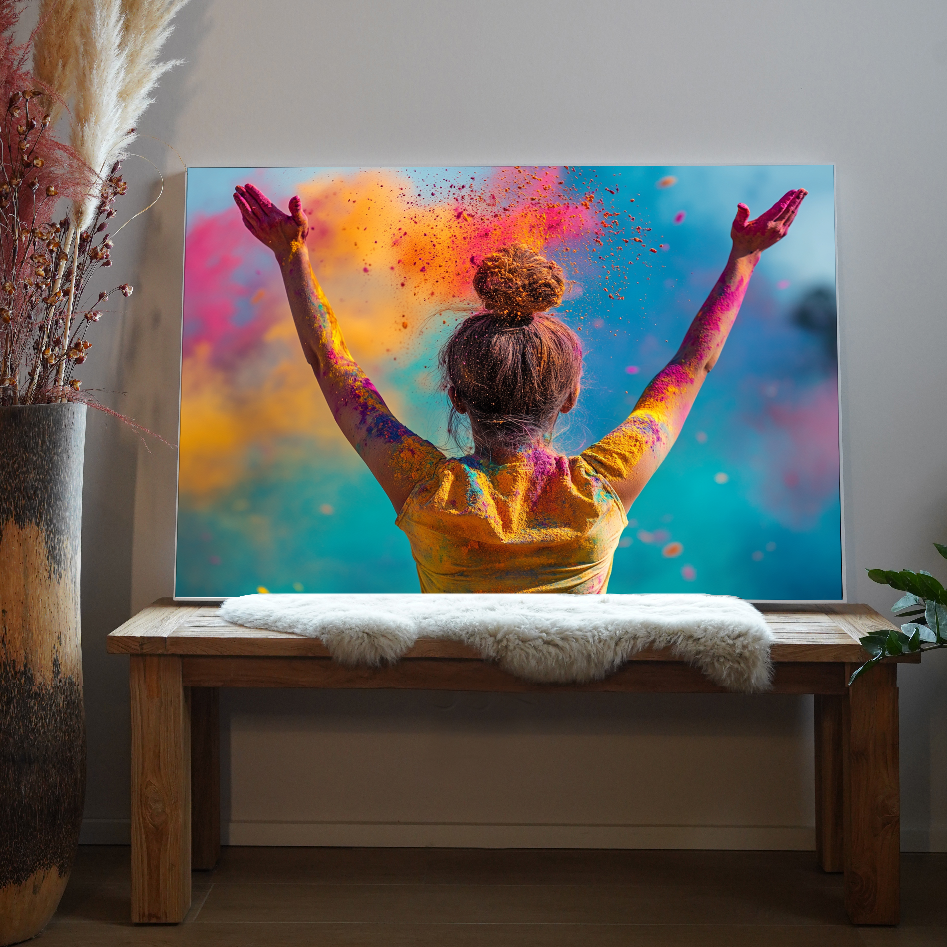 Frau mit Farbpulver | LED Bild