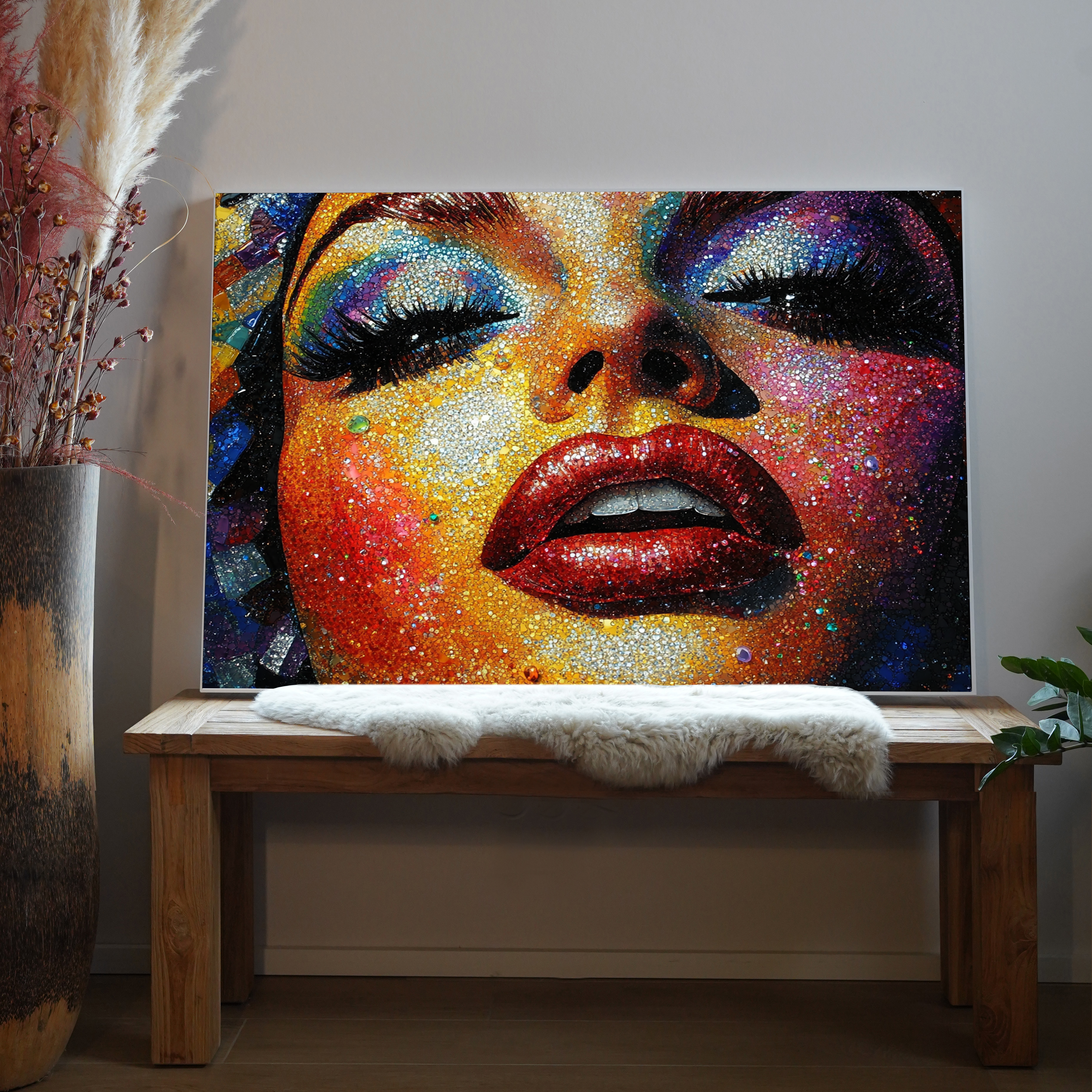 Frau Bunte Glitzersteine | LED Bild