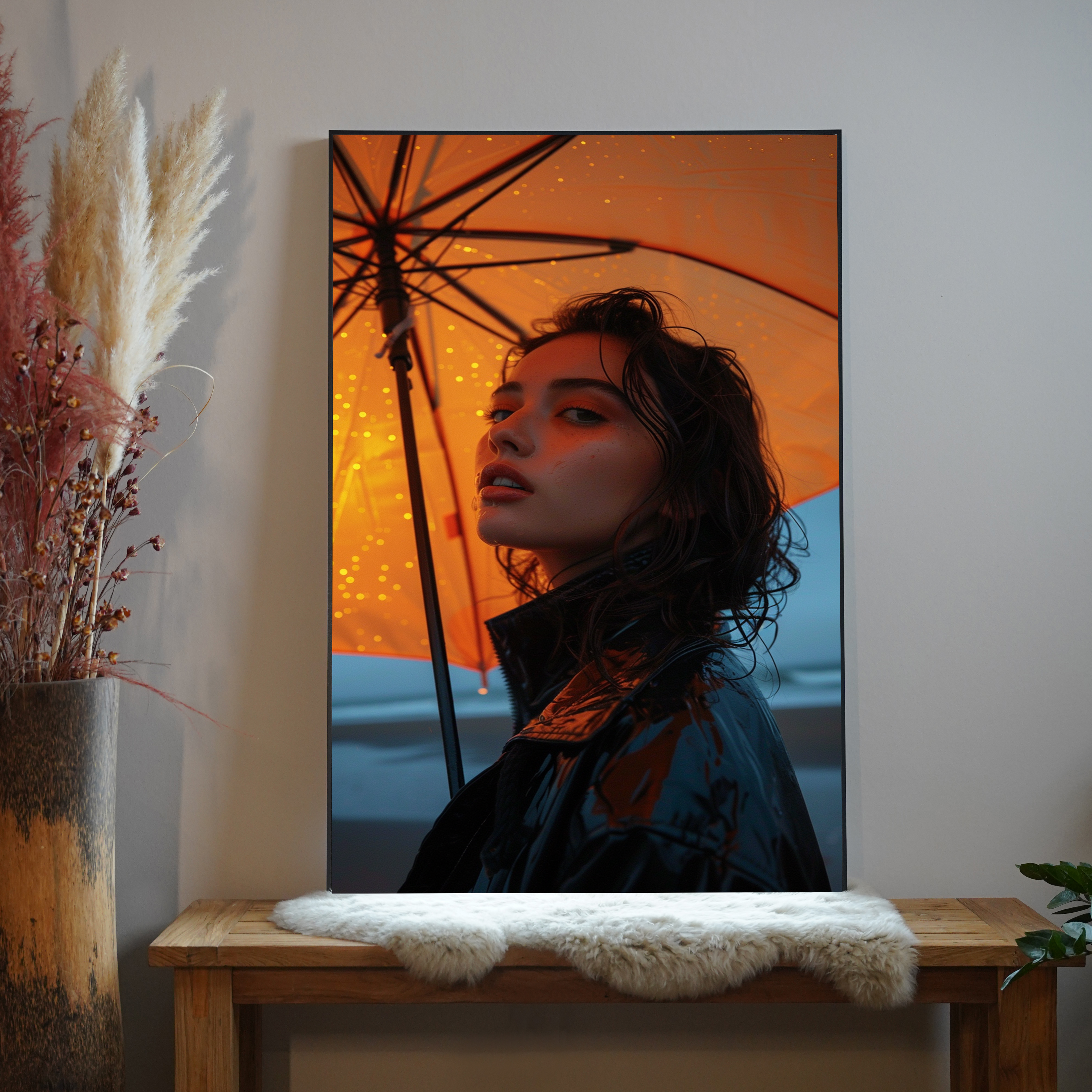 Frau mit Regenschirm | LED Bild