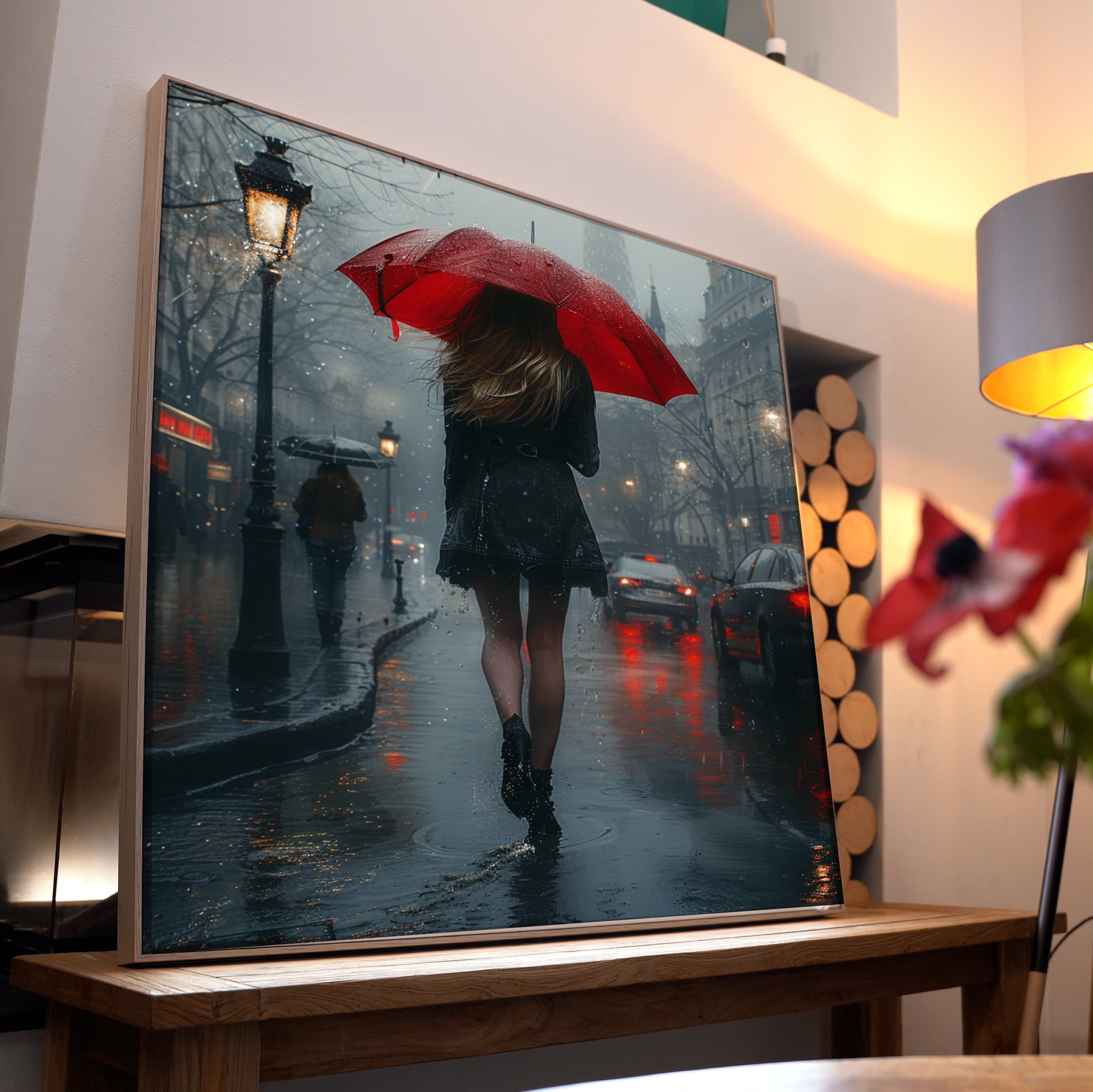 Gemälde Frau mit Regenschirm 3 | LED Bild