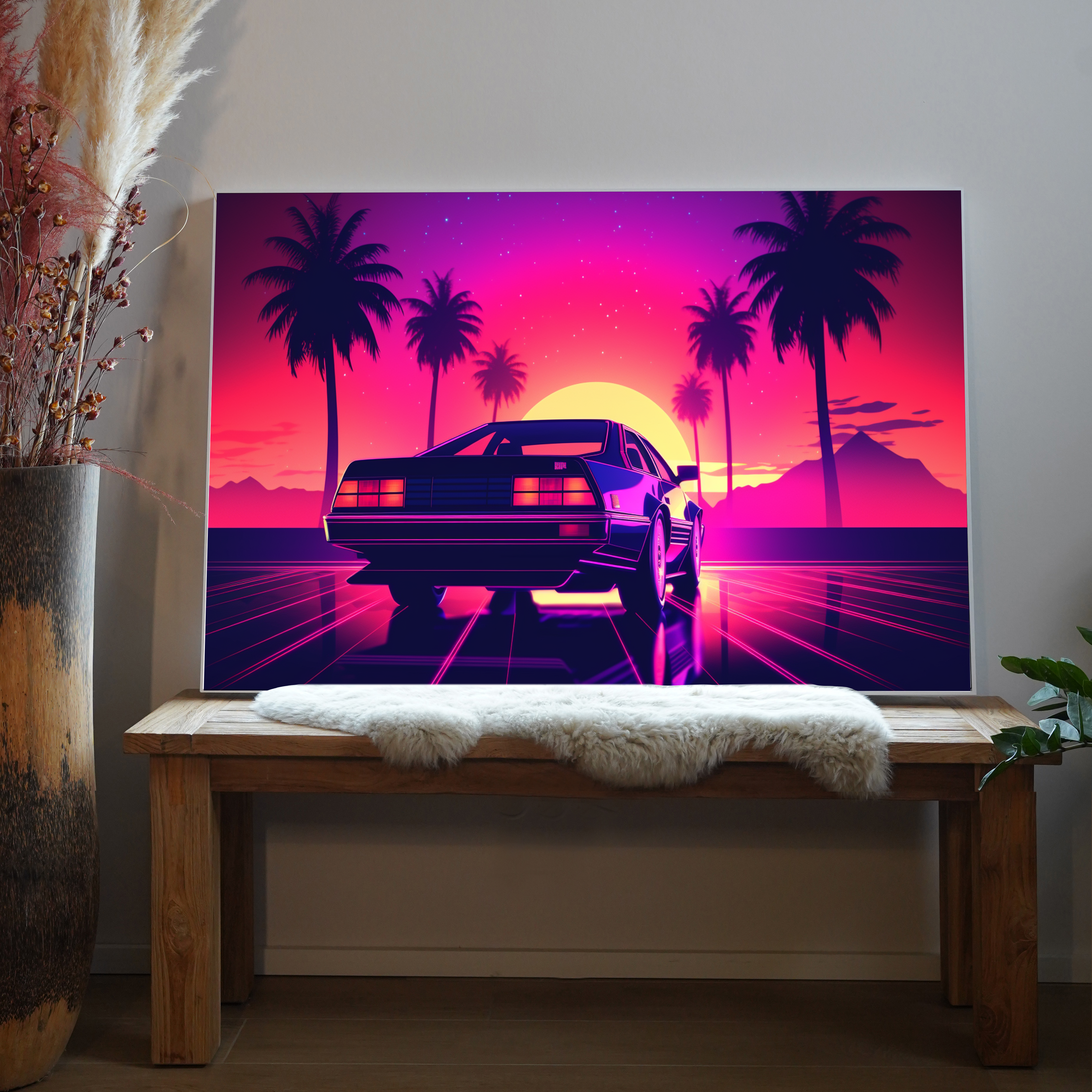 Retro 80er Geometrische Landschaft | LED Bild
