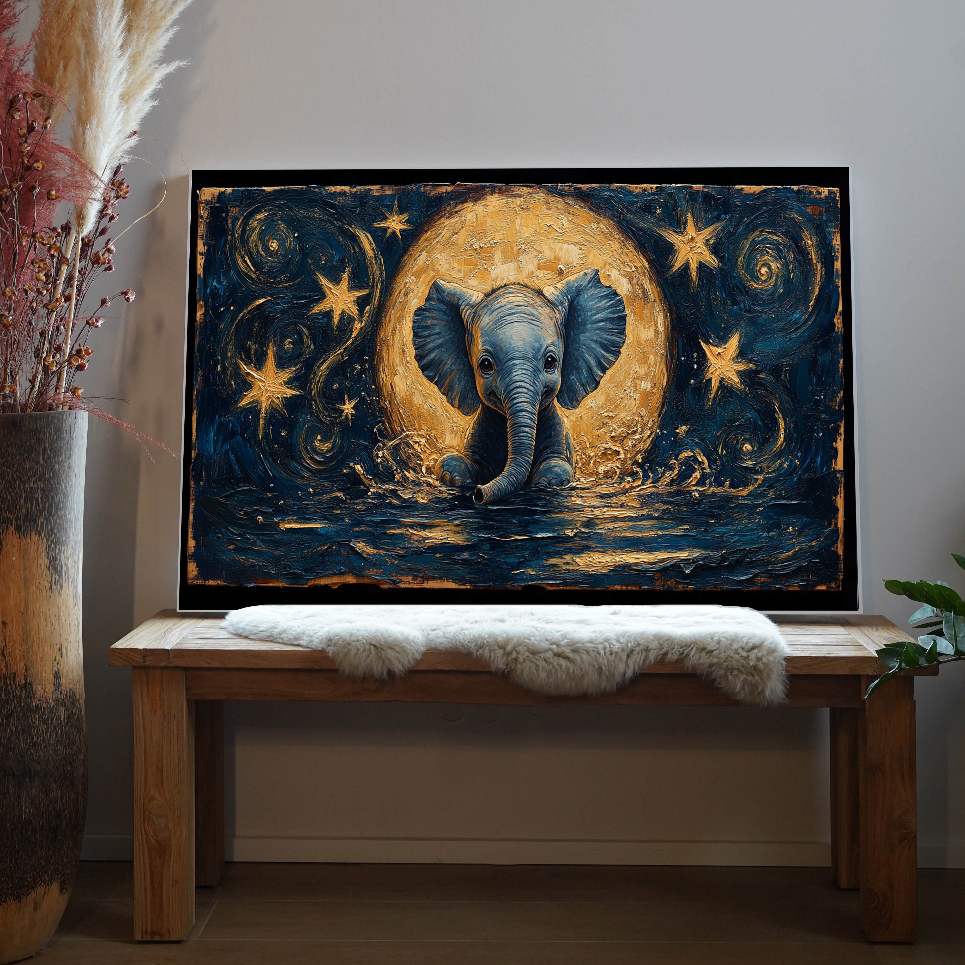 Elefant Gute Nacht Illustriert | LED Bild