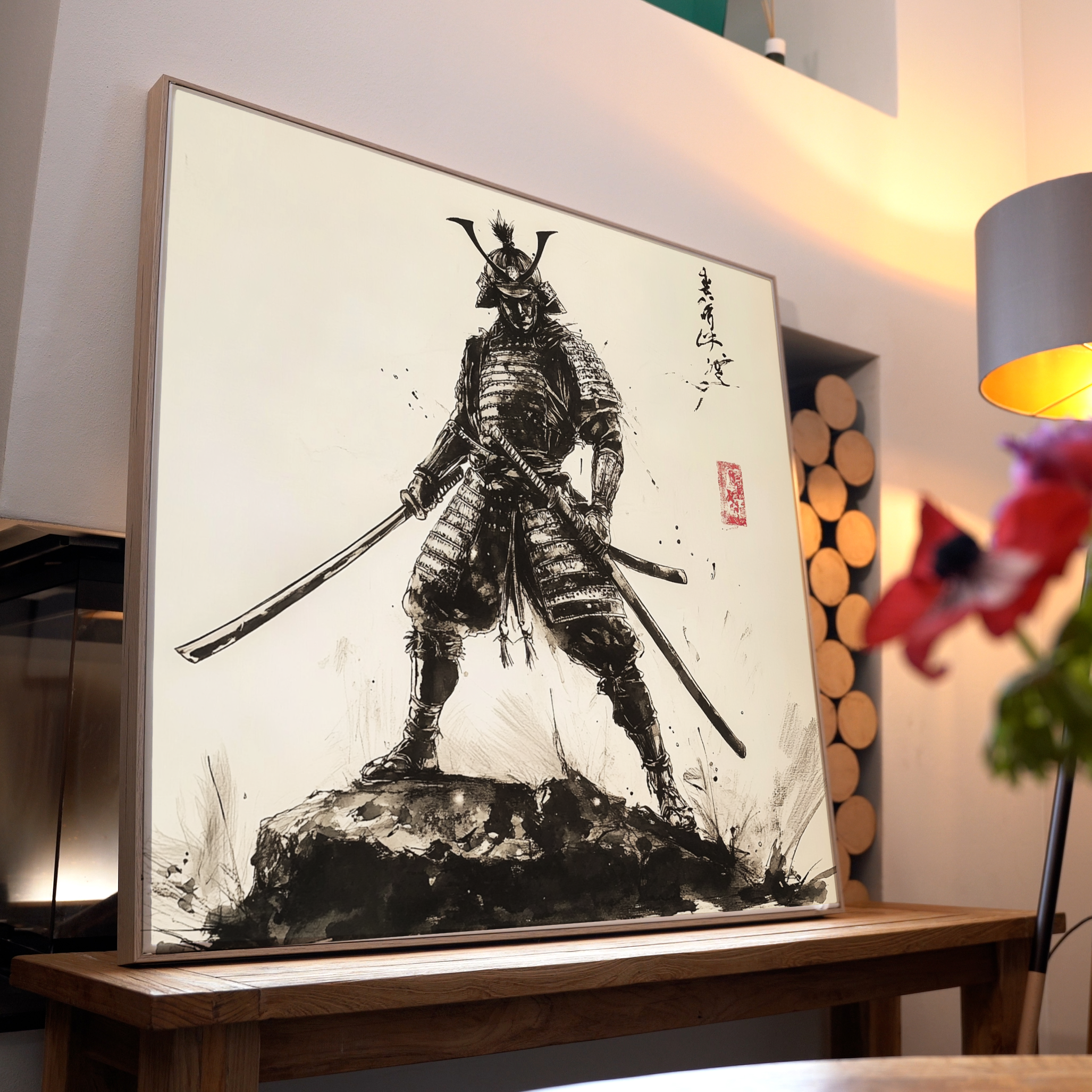 Samurai Schwarz Illustriert | LED Bild