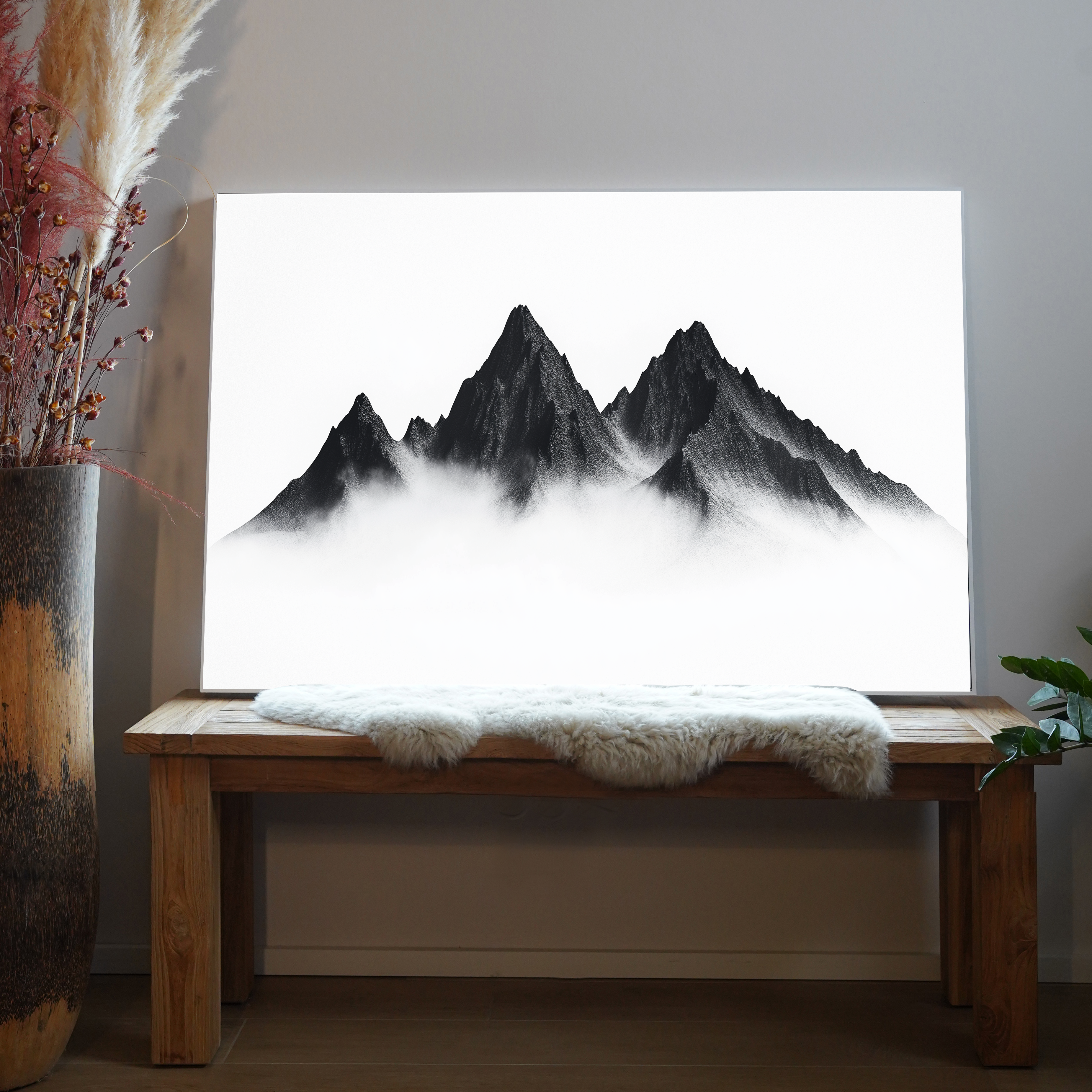 Bergspitze aus Wolken Schwarz | LED Bild