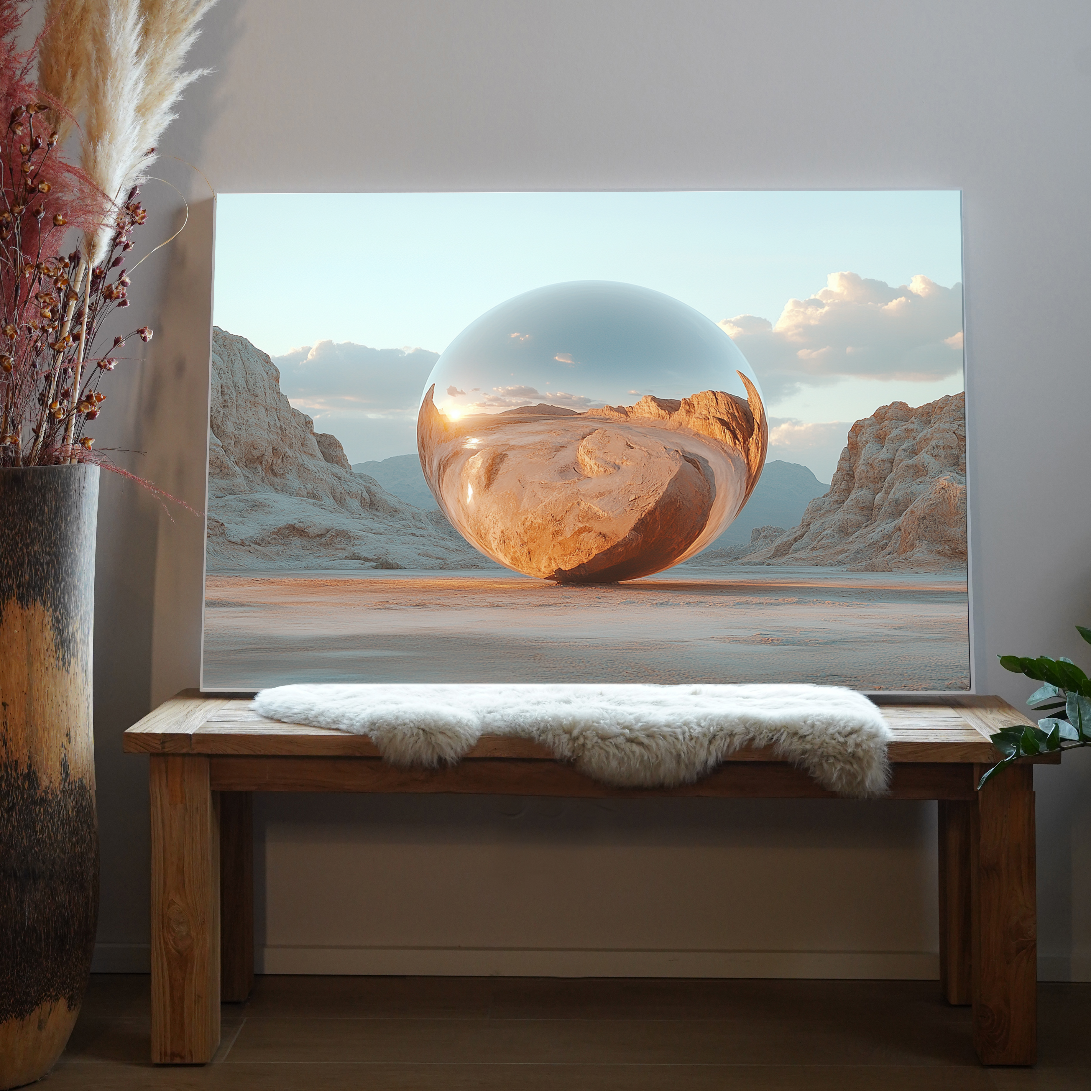 Spiegel Kugel Wüste | LED Bild