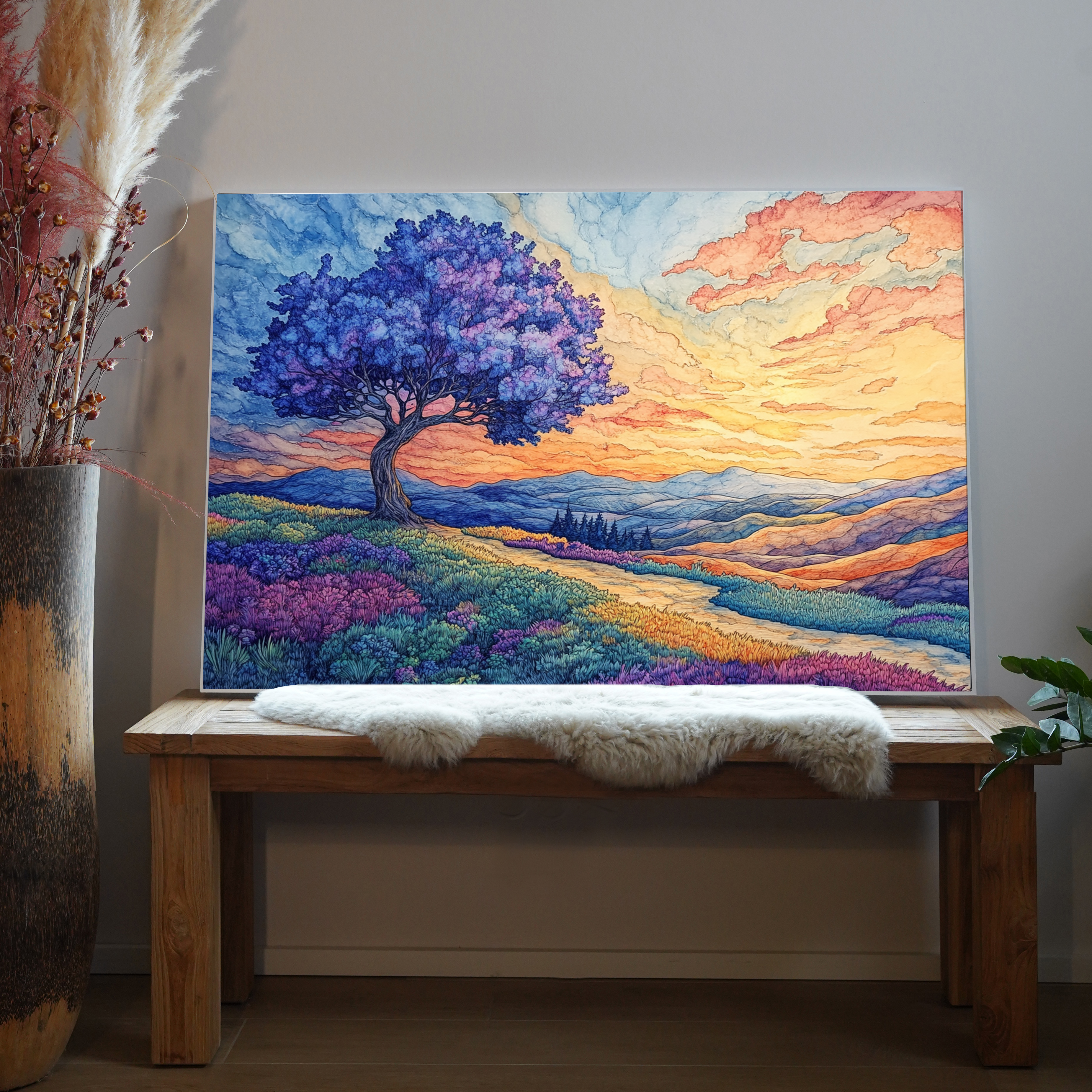 Bunte Landschaft Illustriert | LED Bild