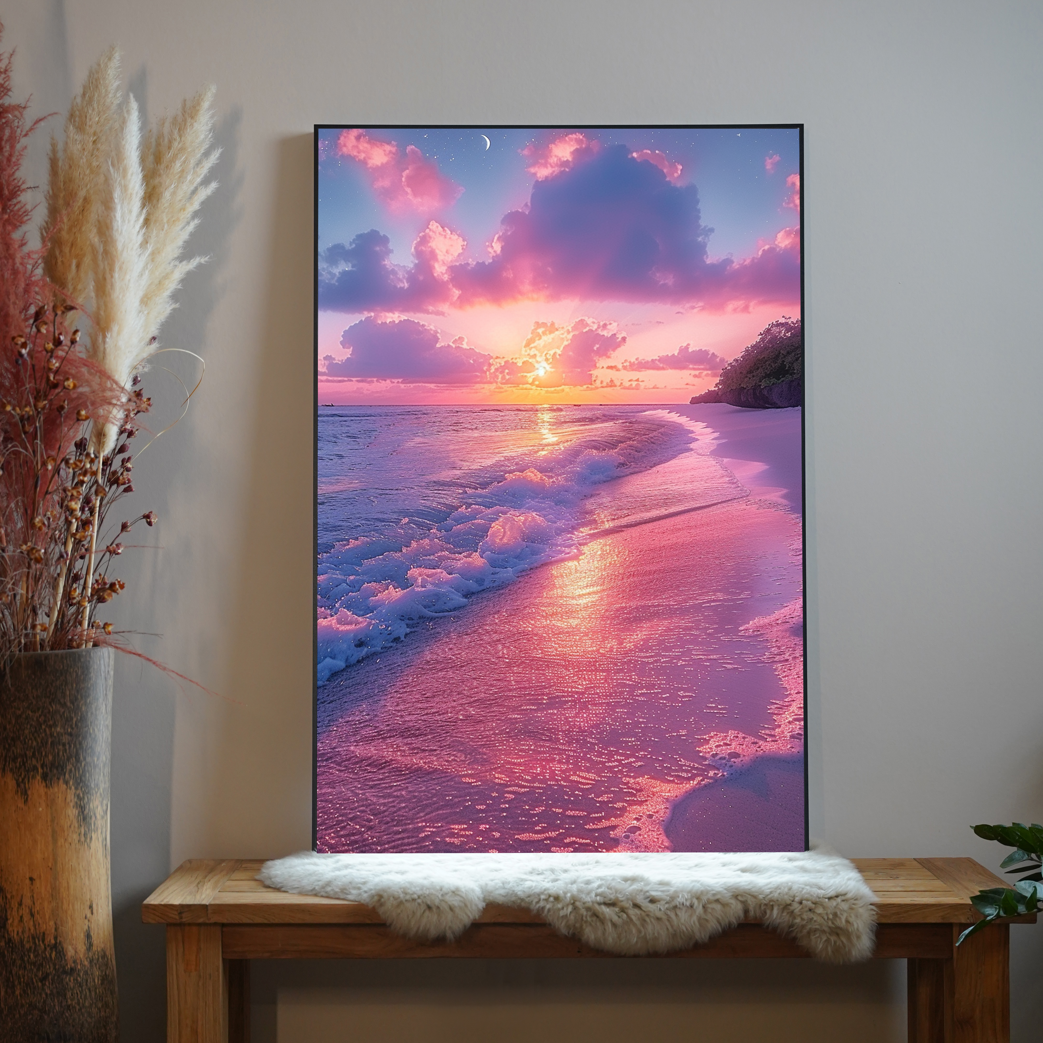 Rosa Sonnenuntergang Strand 1 | LED Bild