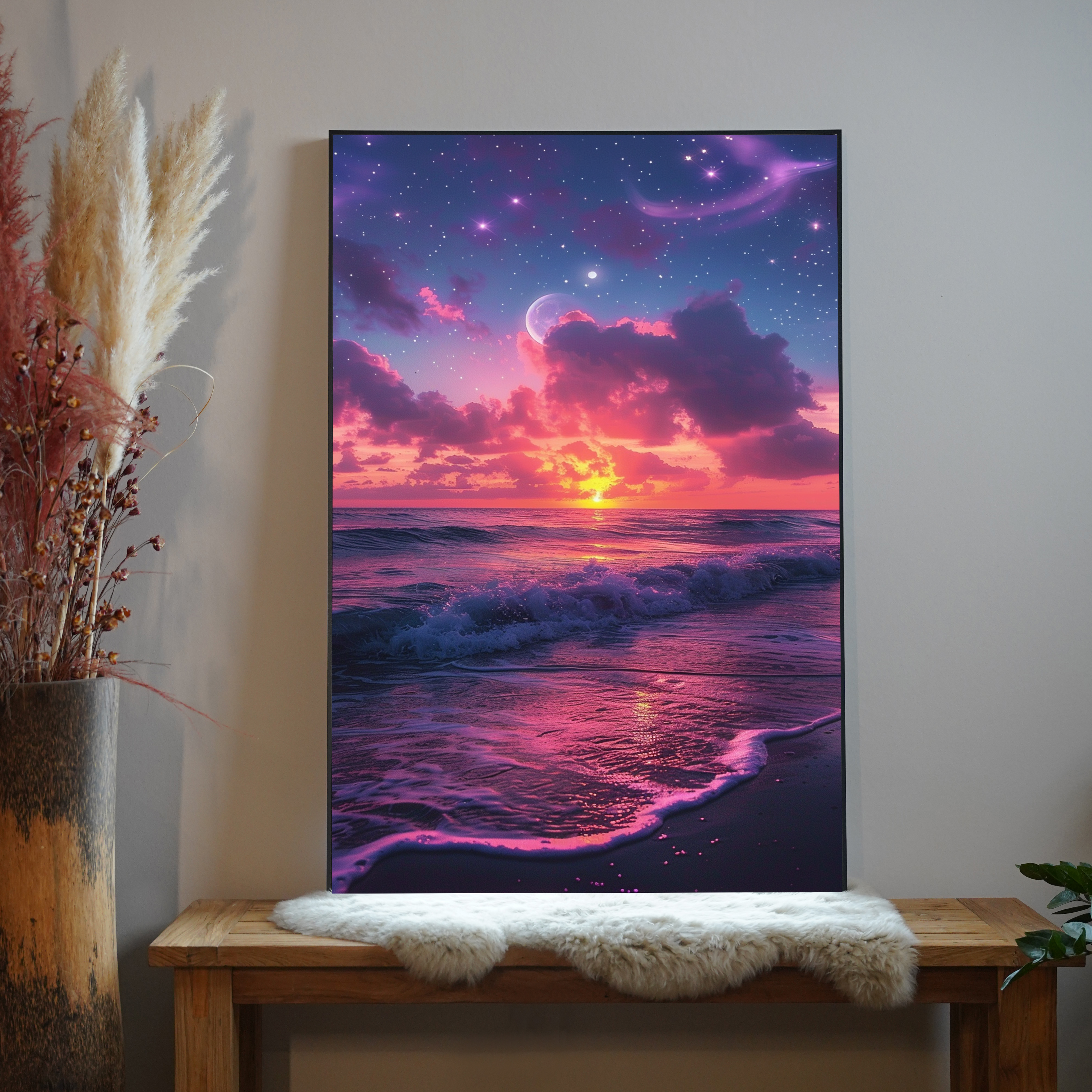 Rosa Sonnenuntergang Strand 3 | LED Bild