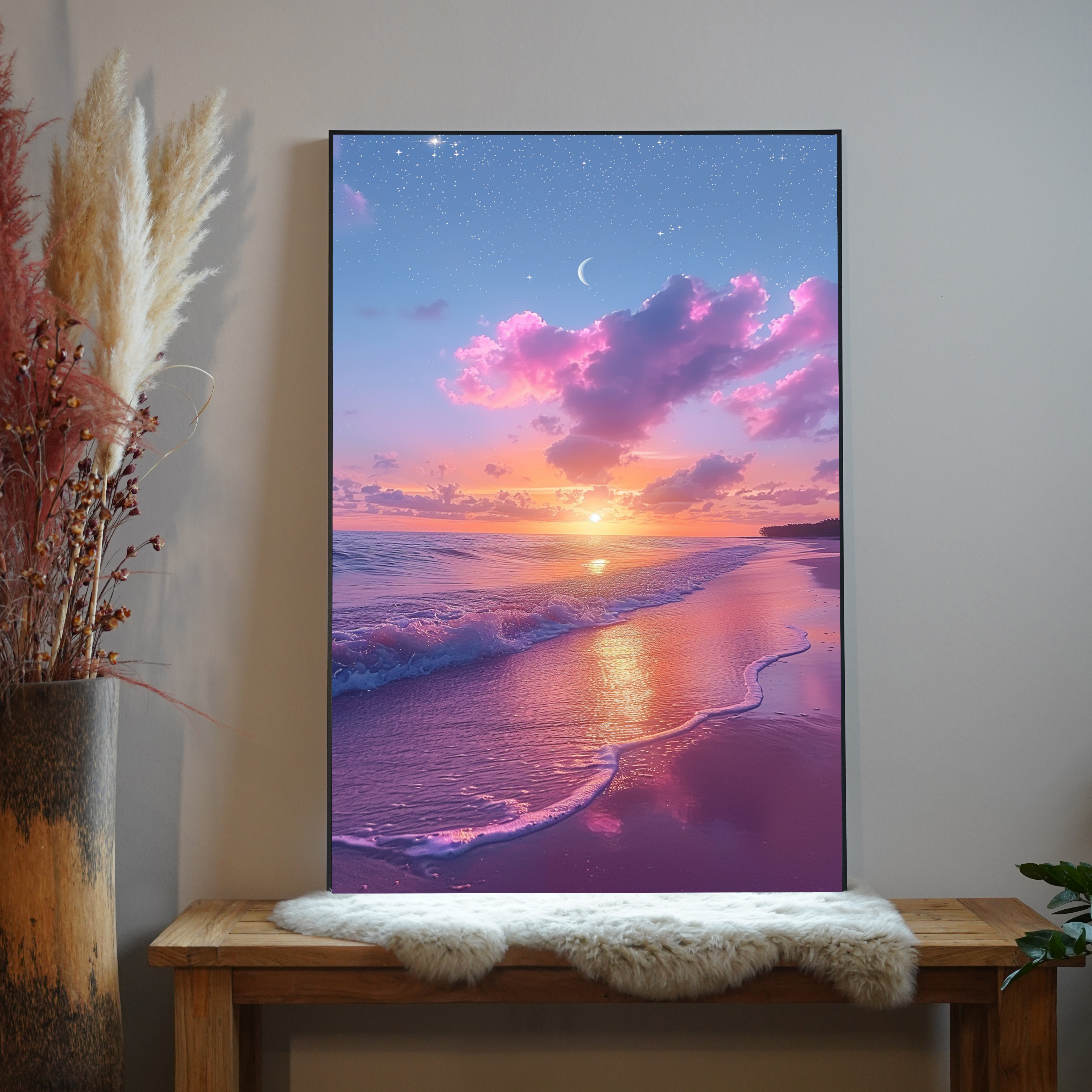 Rosa Sonnenuntergang Strand 4 | LED Bild