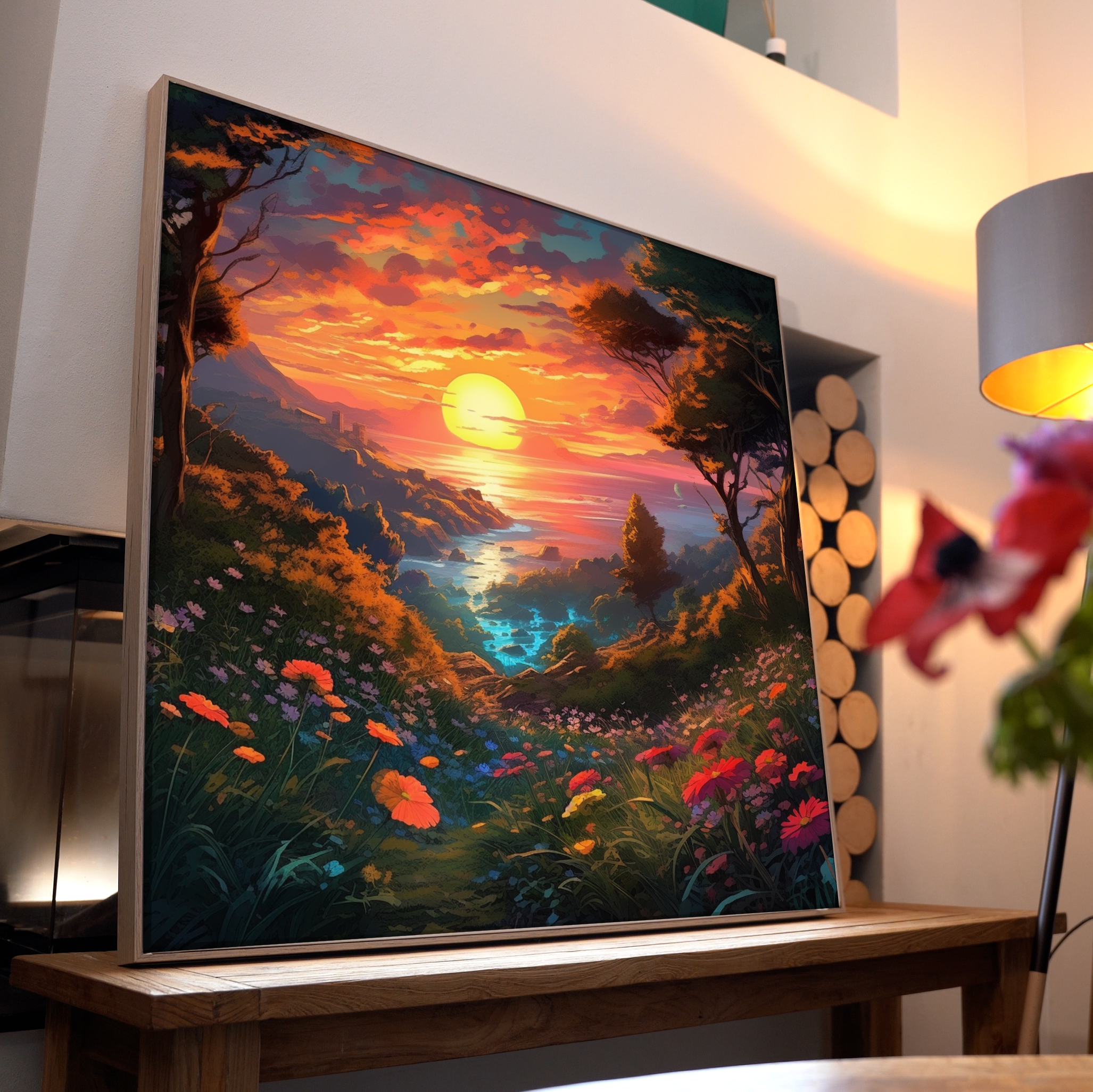 Sonntenuntergang Idyllisch Illustriert | LED Bild