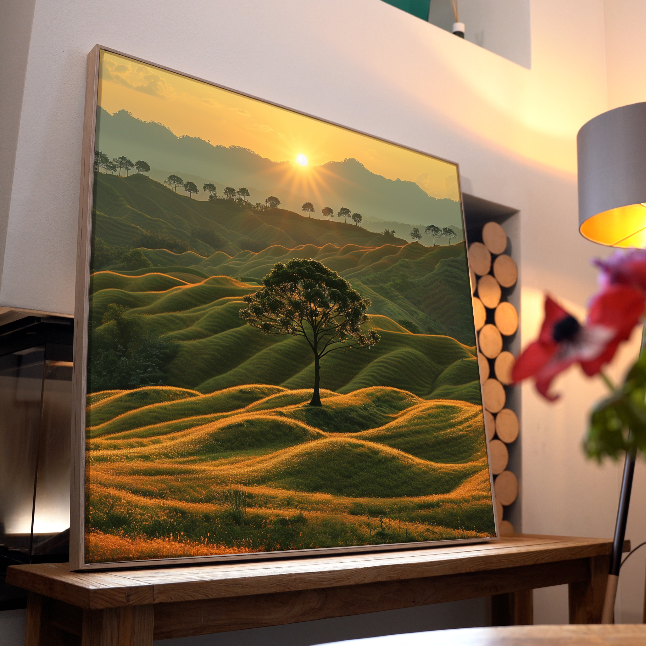 Hügelige Landschaft Grün | LED Bild