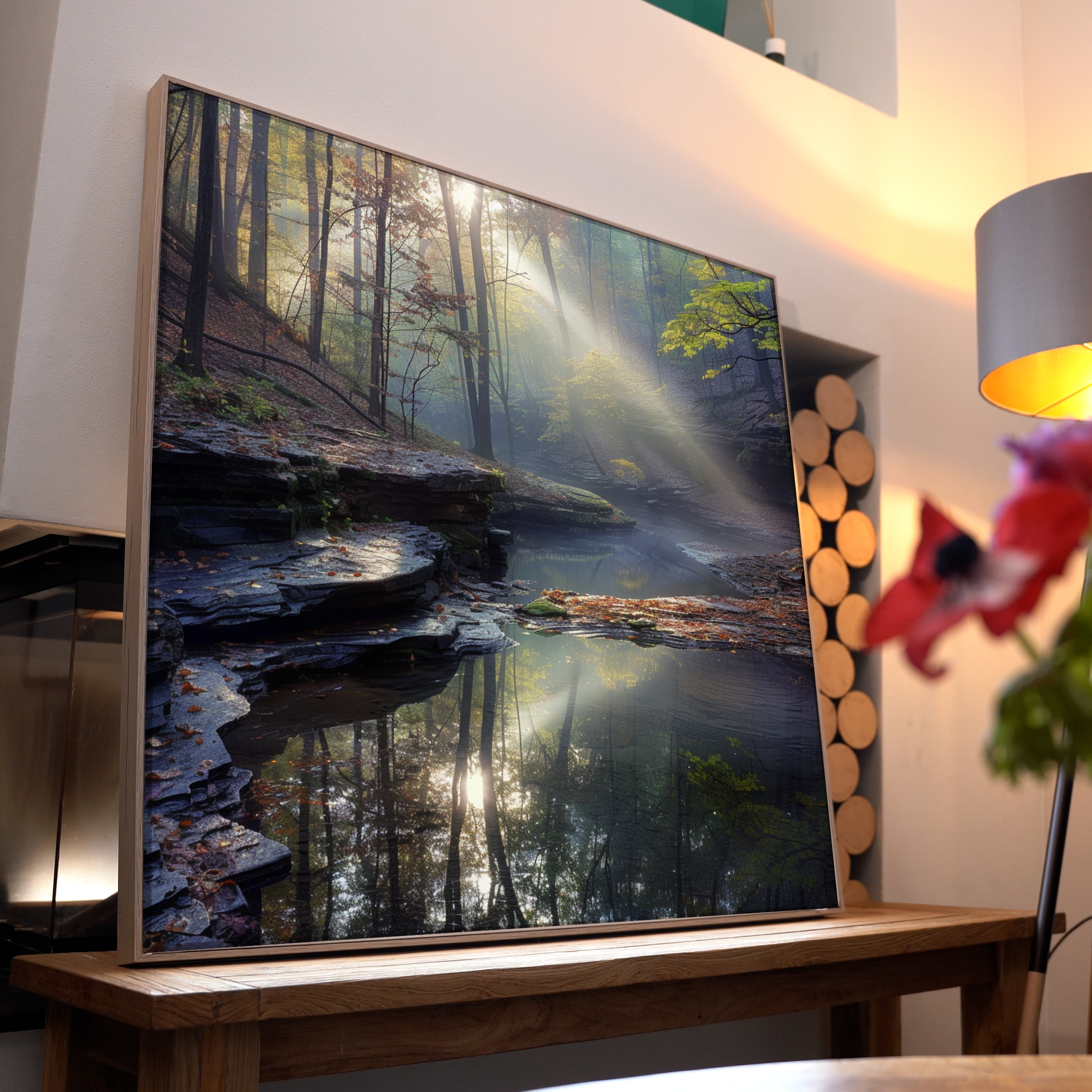 Bach im Wald Herbstlich | LED Bild