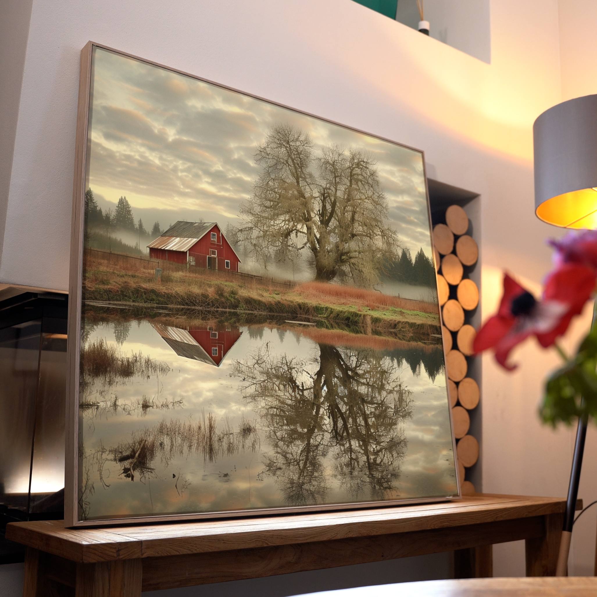 Kahler Baum Nebelig Spiegelung | LED Bild