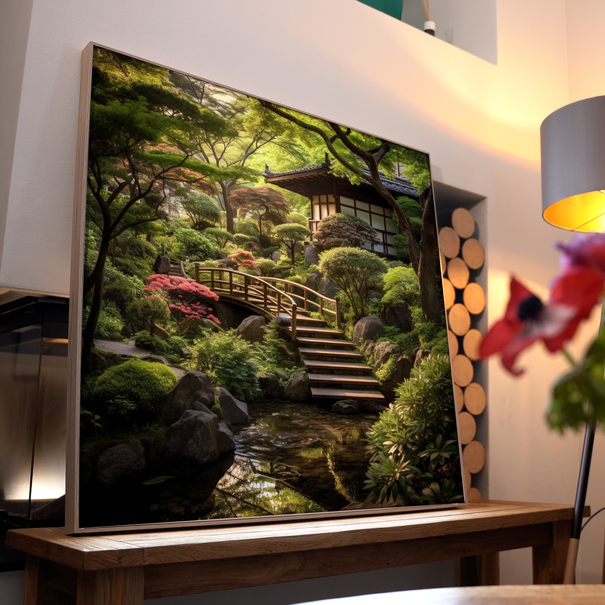 Asiatischer Wald mit Bach 5 | LED Bild