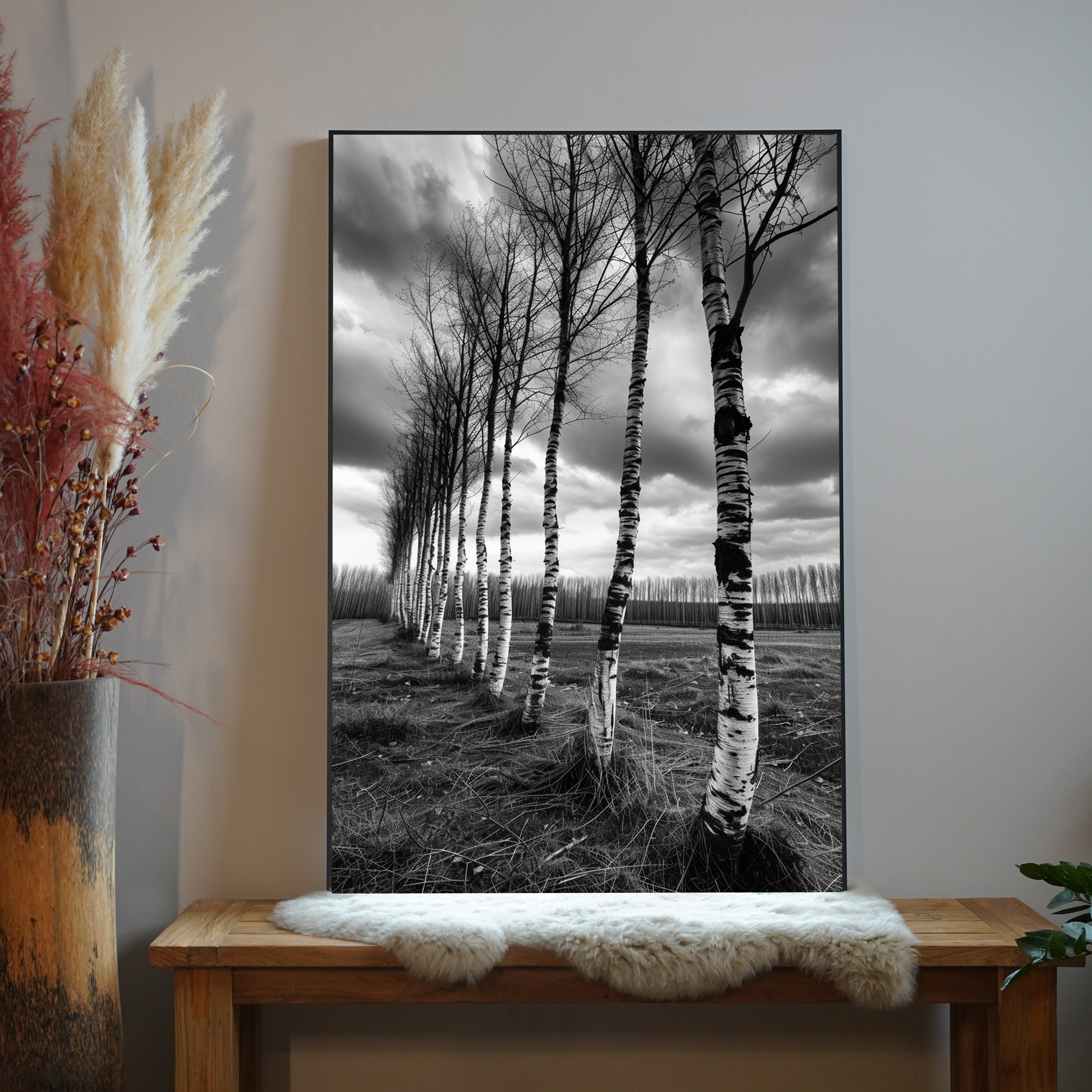 Birken Schwarz & Weiß | LED Bild
