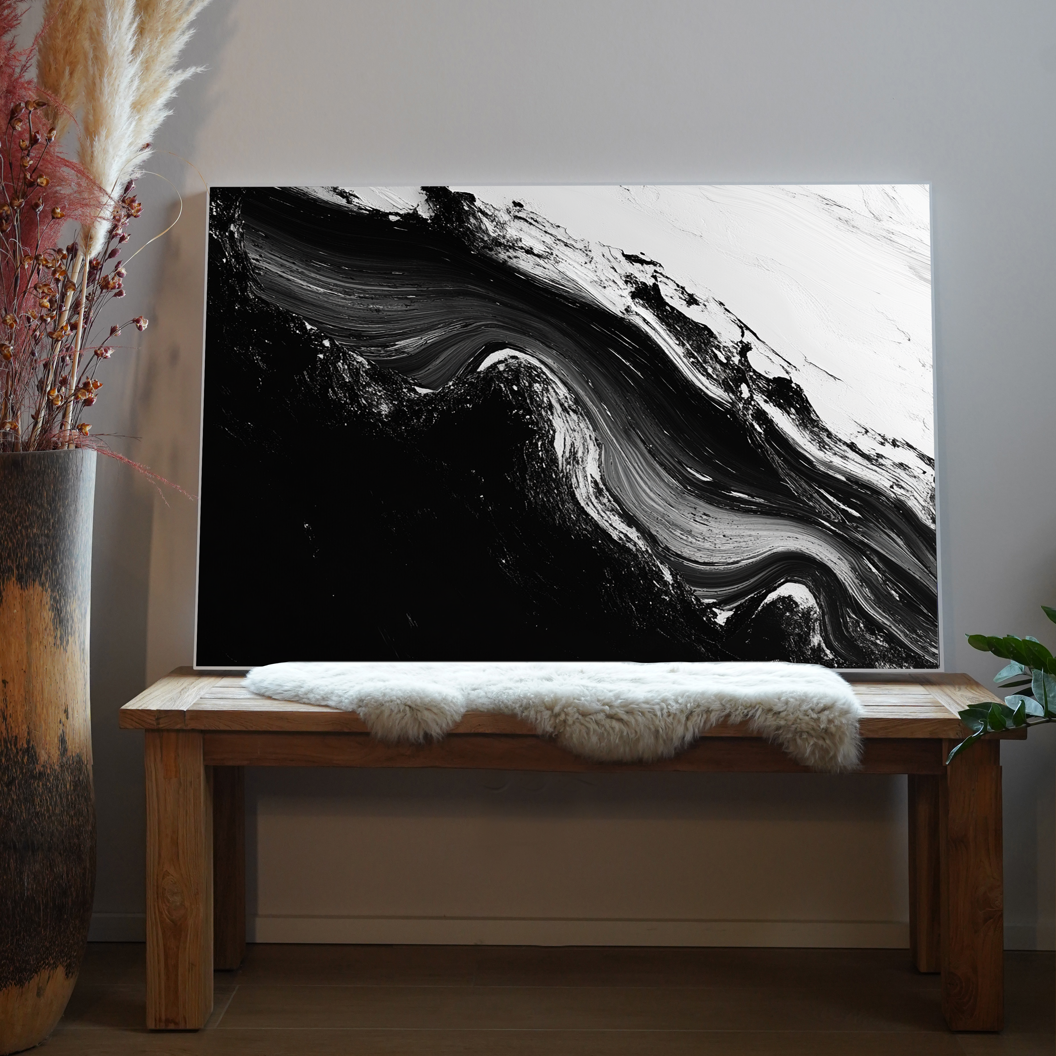 Pinselstriche Schwarz & Weiß 2 | LED Bild