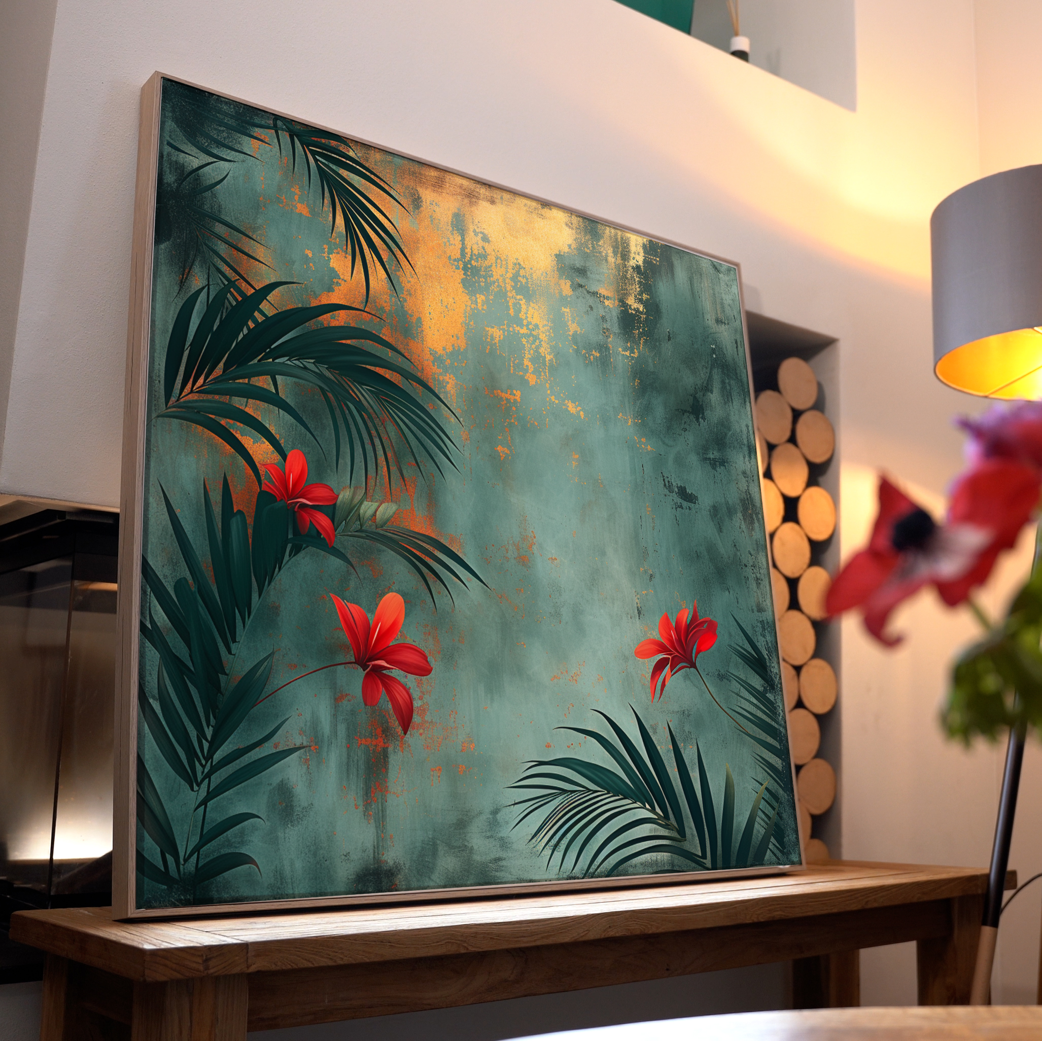 Rote Exotische Blumen | LED Bild