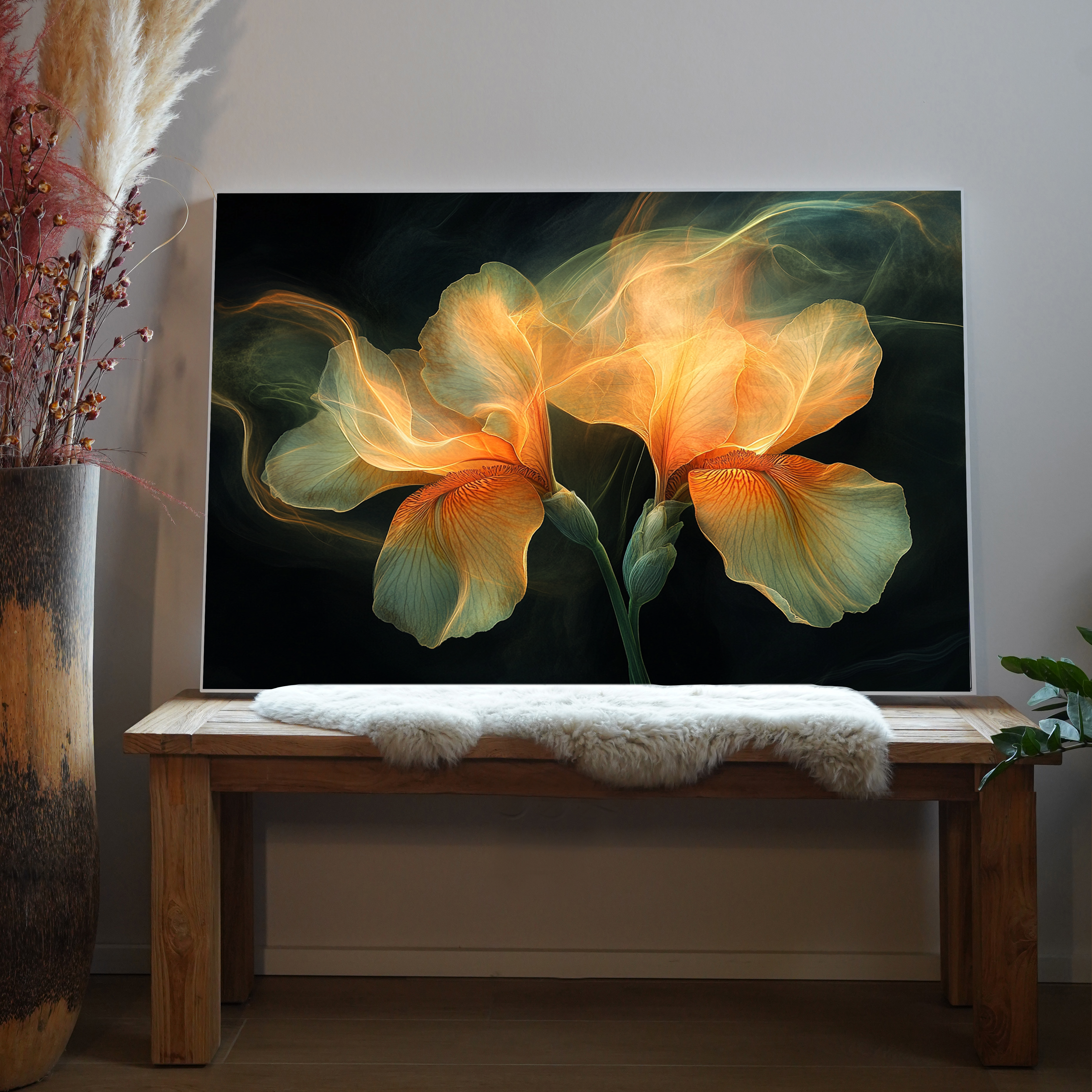 Mystische Blumen Orange 4 | LED Bild