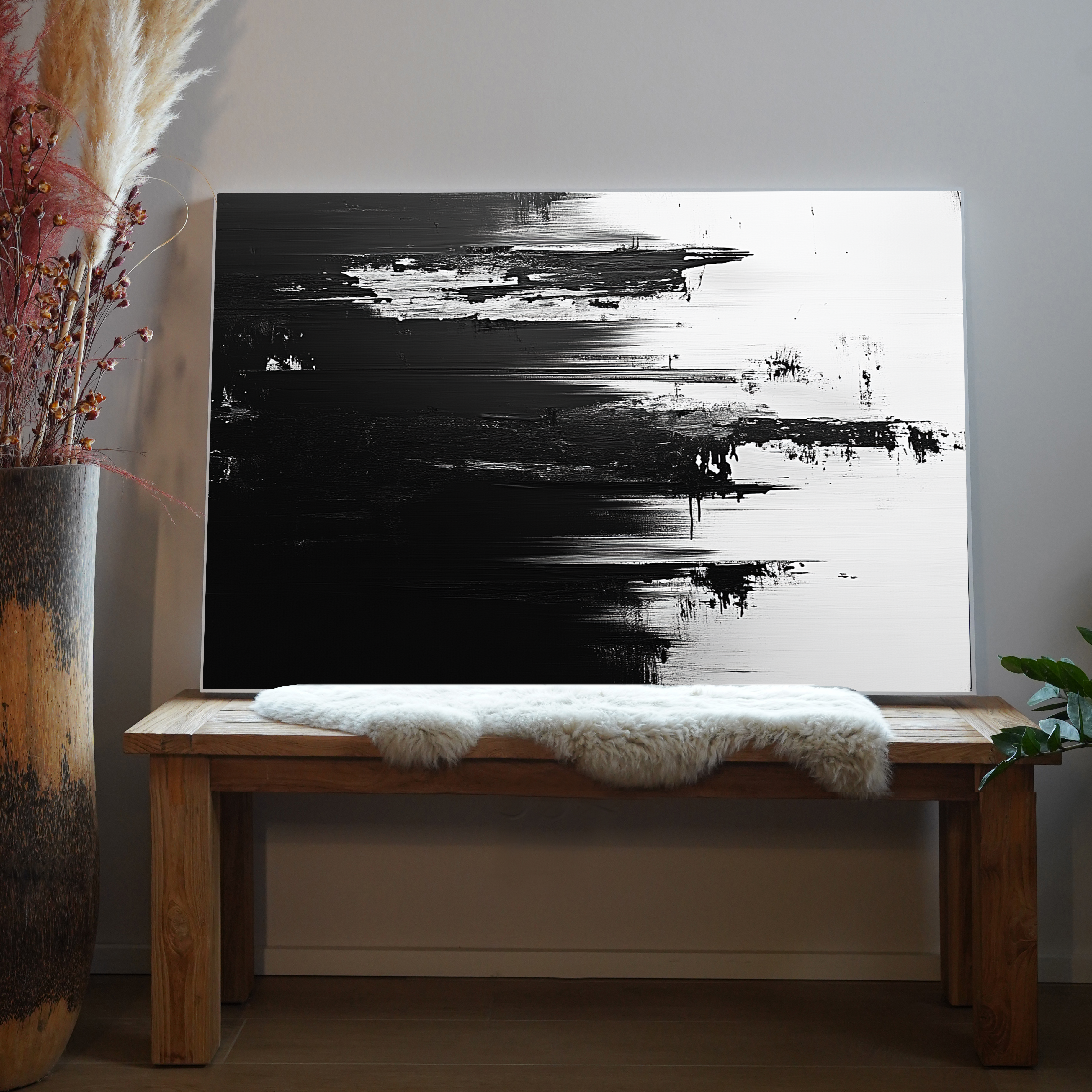 Pinselstriche Schwarz & Weiß 4 | LED Bild