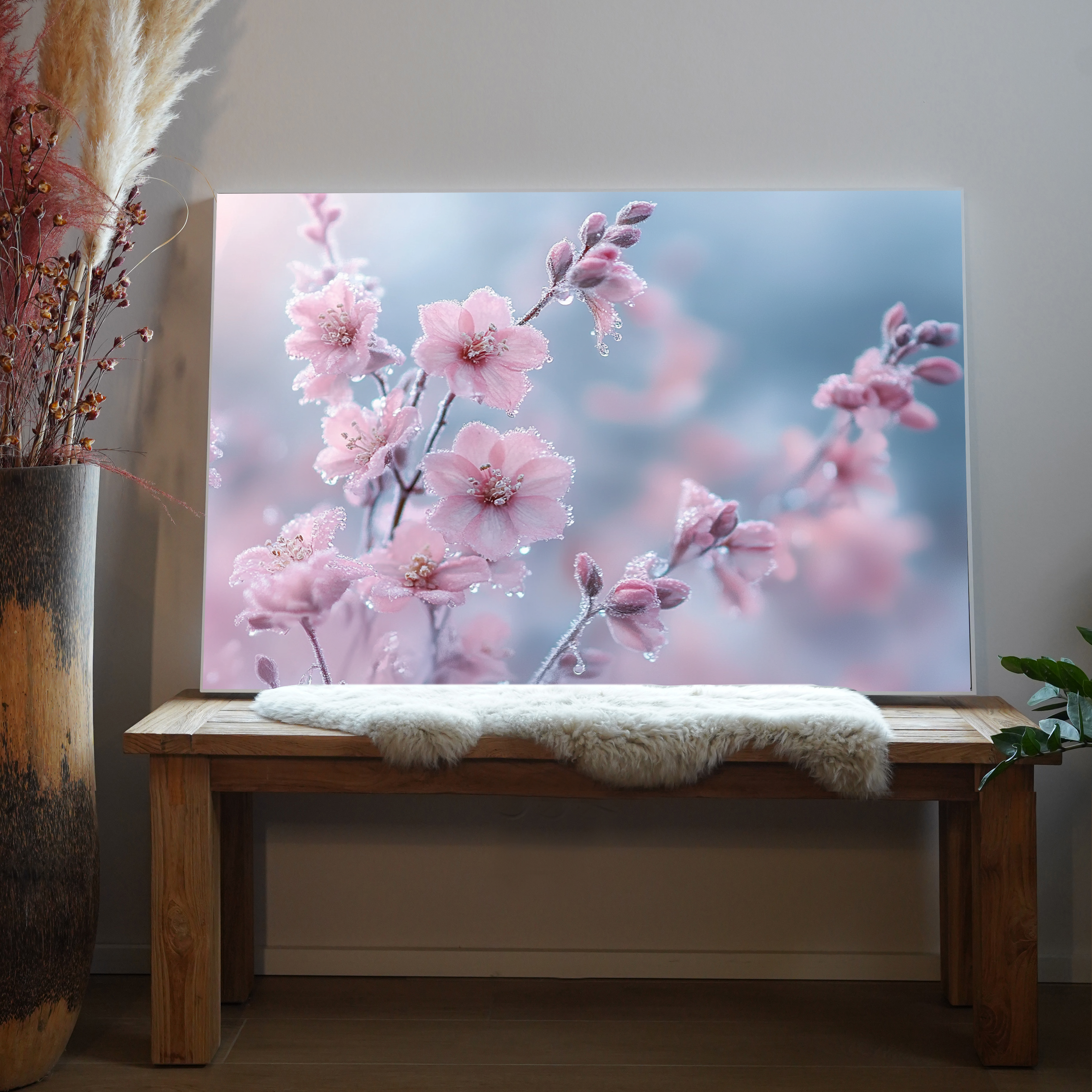 Pinke Blumen mit Tau 2 | LED Bild