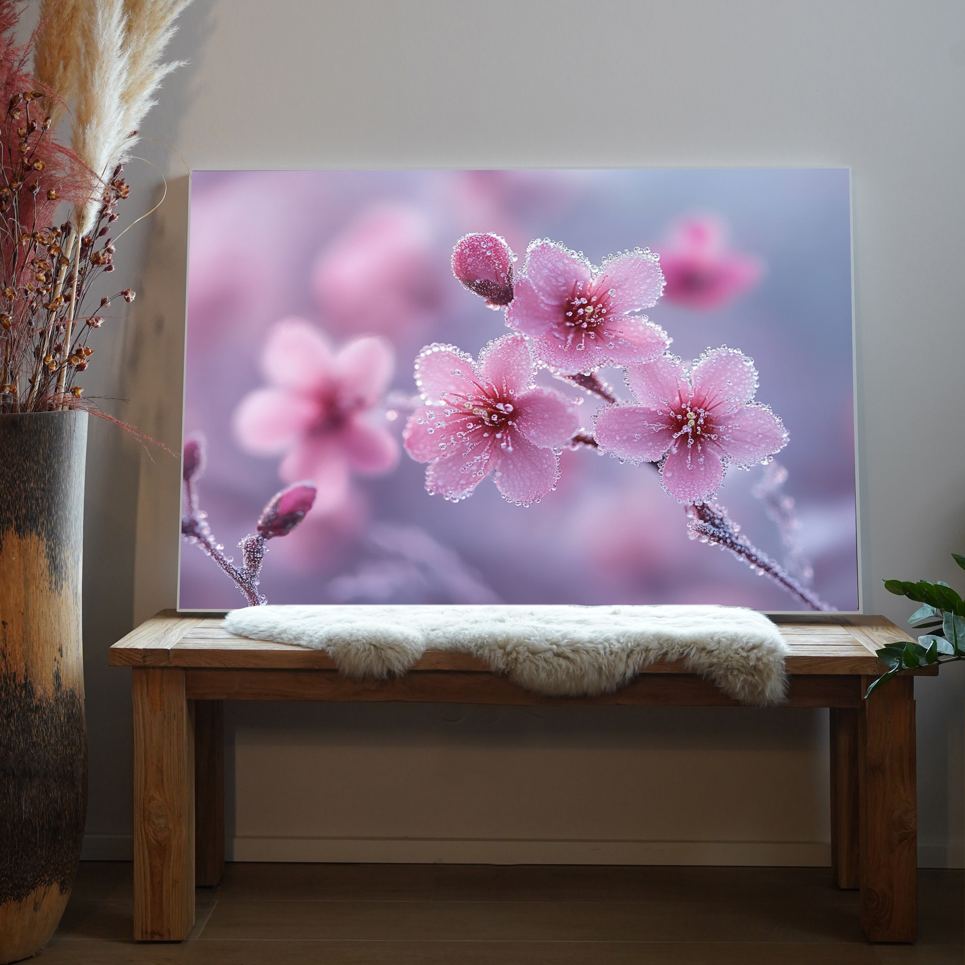 Pinke Blumen mit Tau 4 | LED Bild