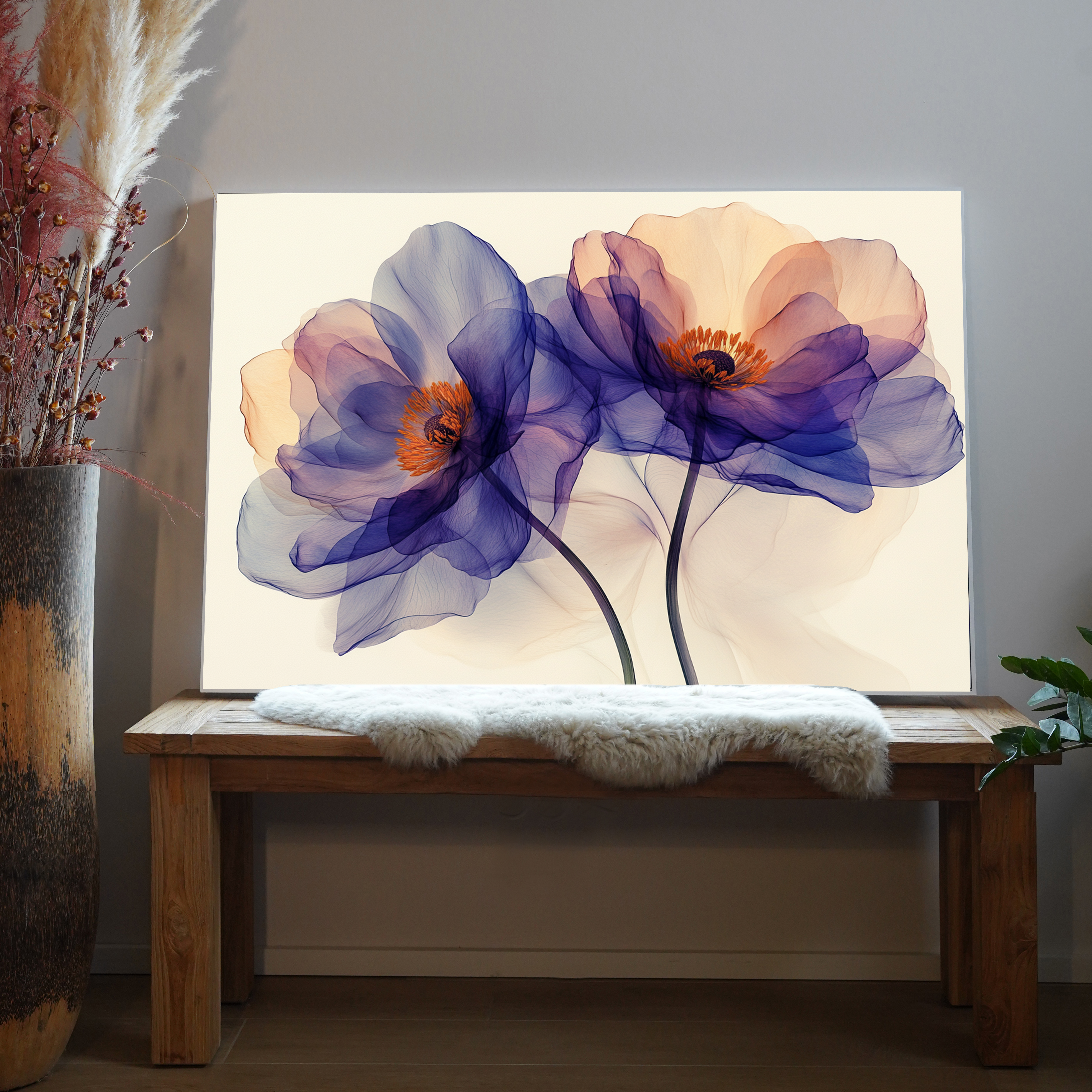 Abstrakte Blumen Lila Illustriert 1 | LED Bild