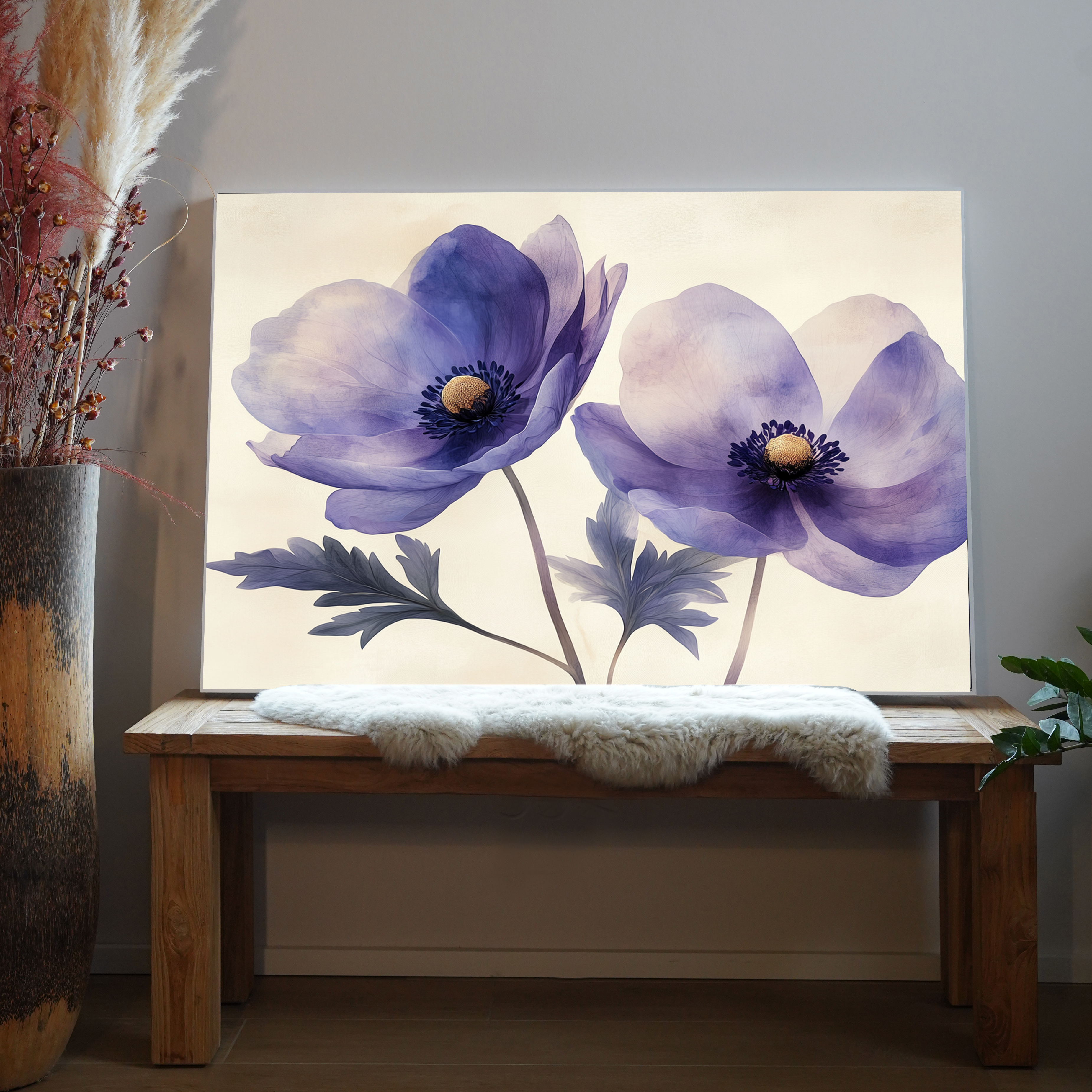 Abstrakte Blumen Lila Illustriert 3 | LED Bild