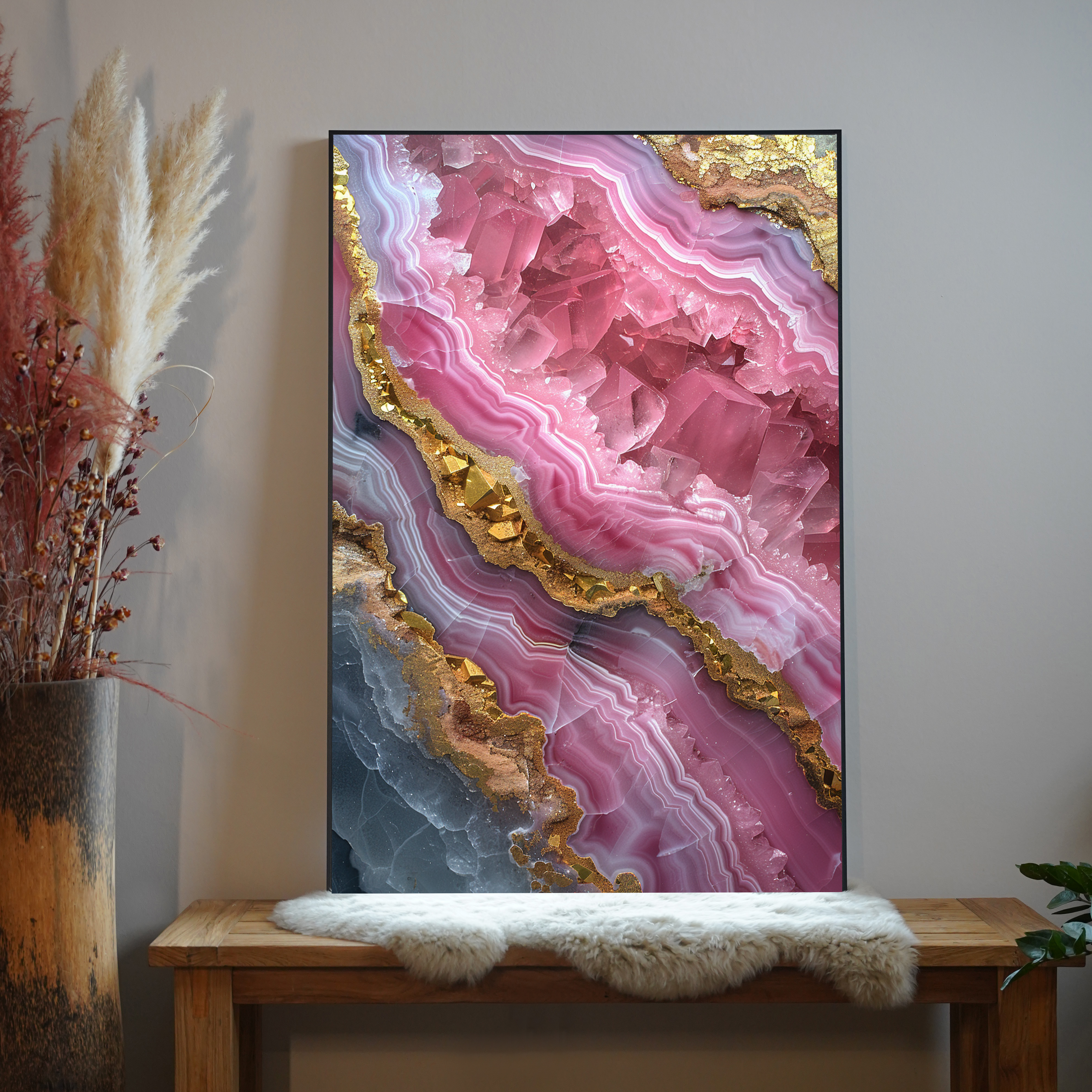 Rosa Kristalle mit Goldader 2 | LED Bild