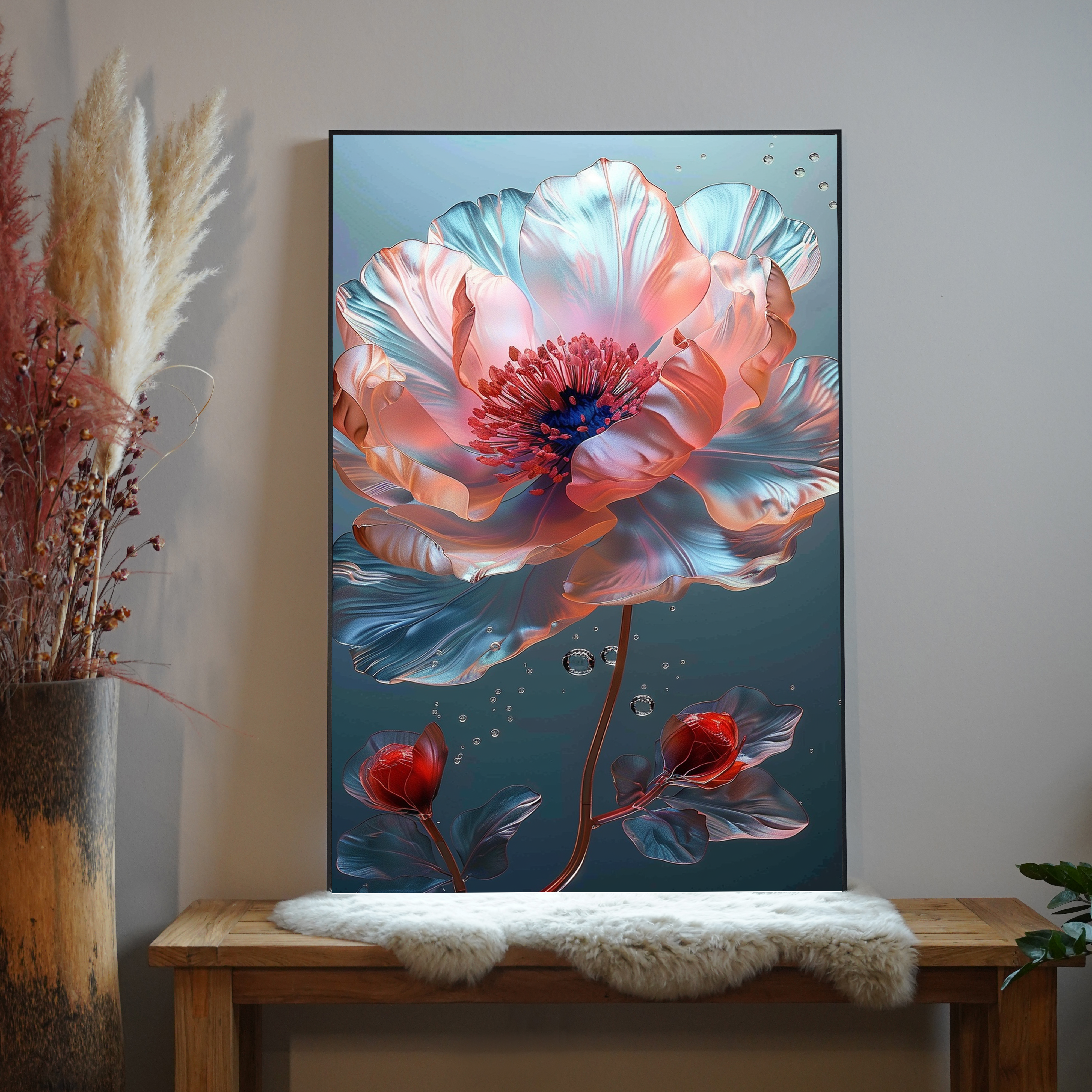 Glas Blume Bunt 4 | LED Bild