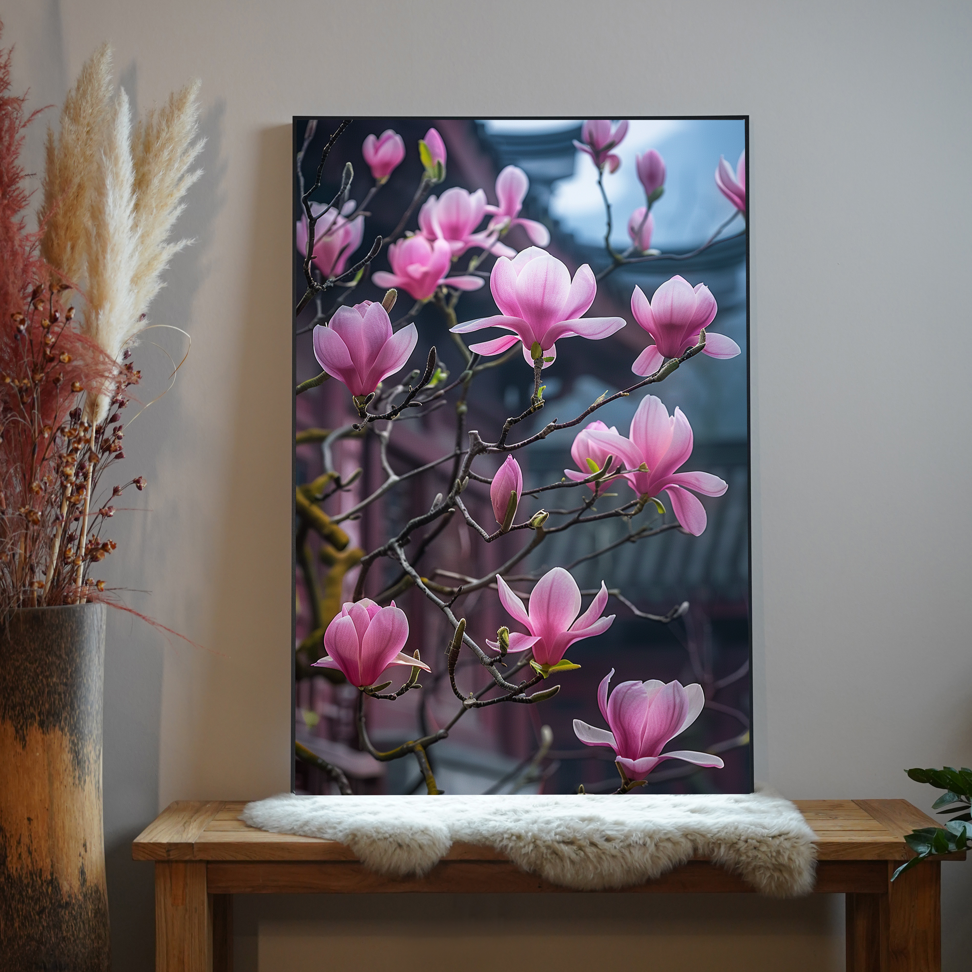 Asiatische Blüten Pink 2 | LED Bild