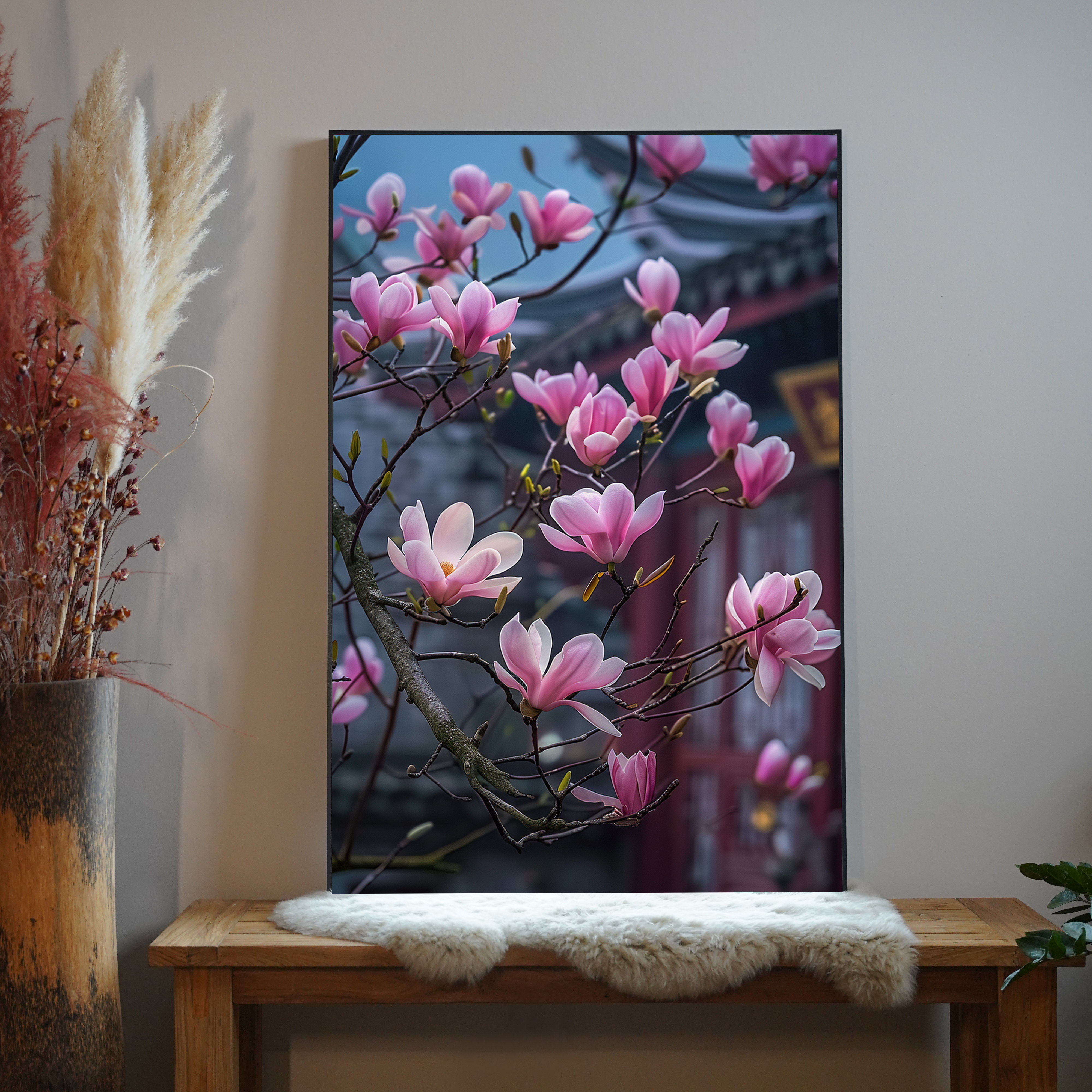 Asiatische Blüten Pink 3 | LED Bild