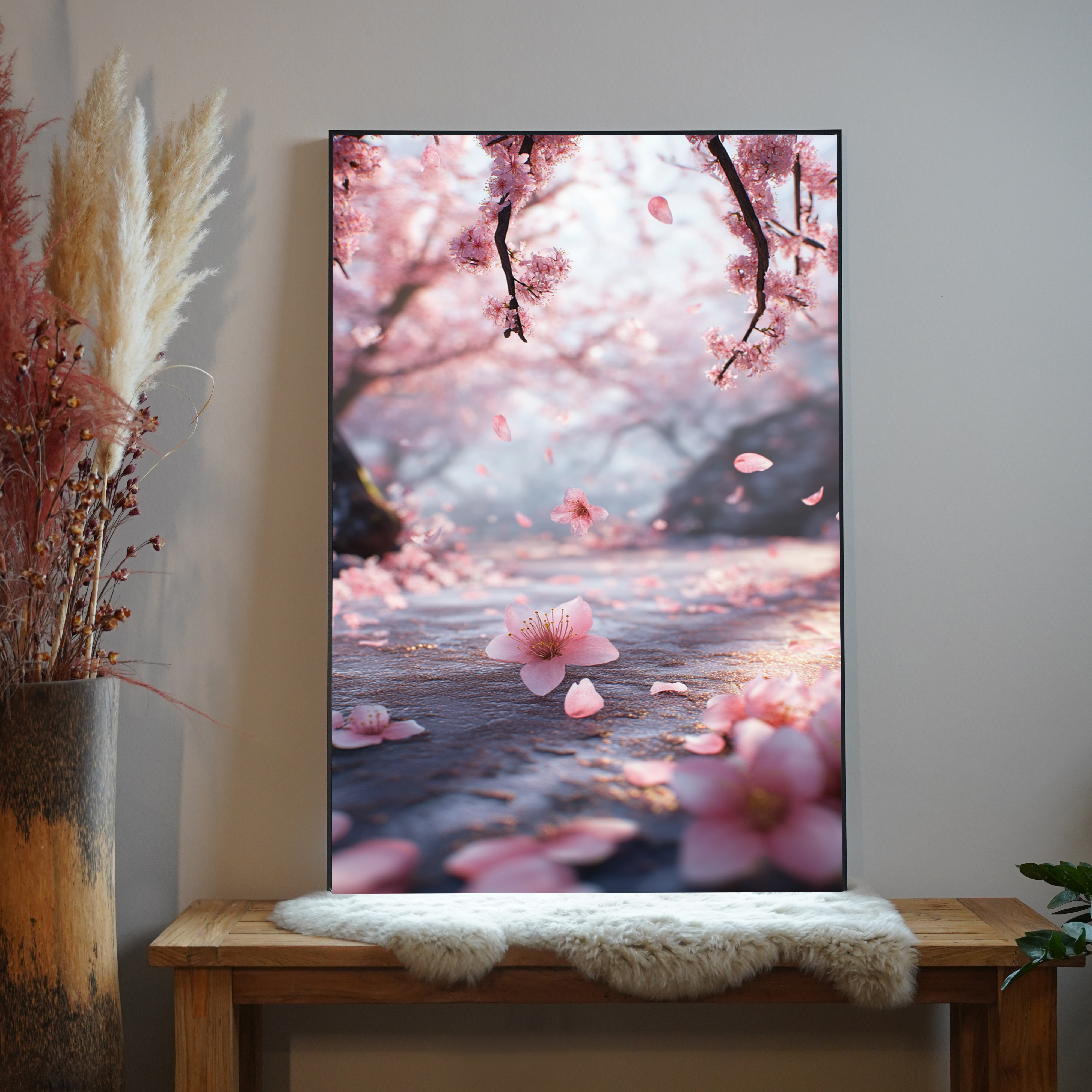 Pinke Blüten Fallend | LED Bild