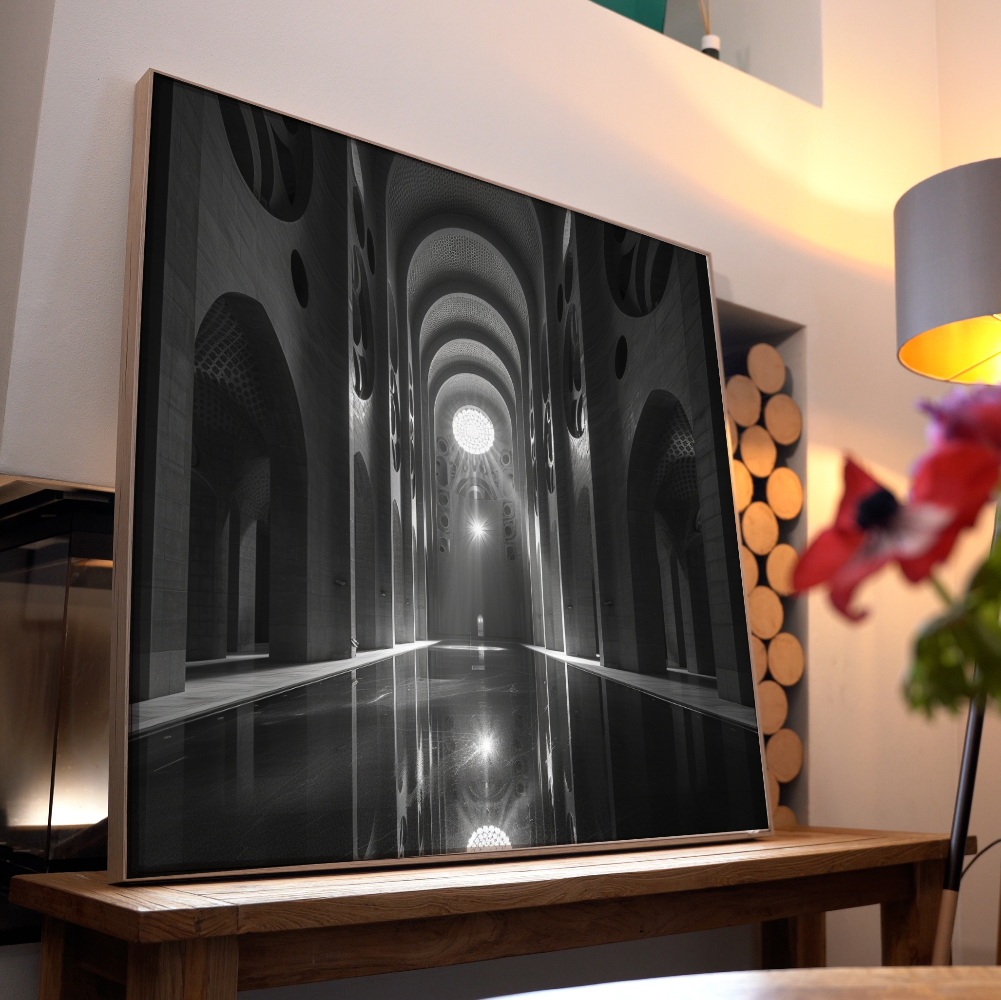 Abstraktes Haus Dunkel | LED Bild