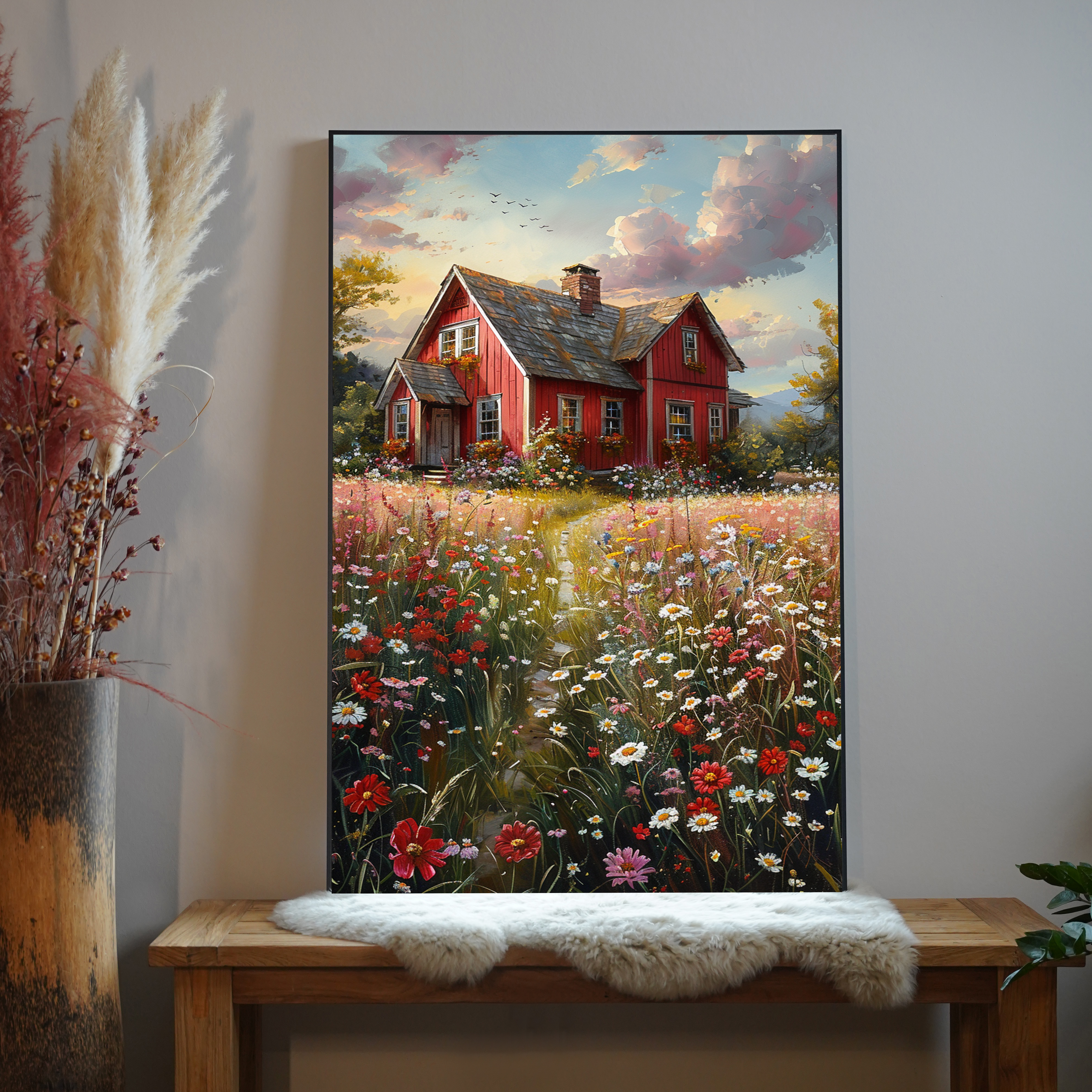 Hütte Idyllisch Ölgemälde 3 | LED Bild