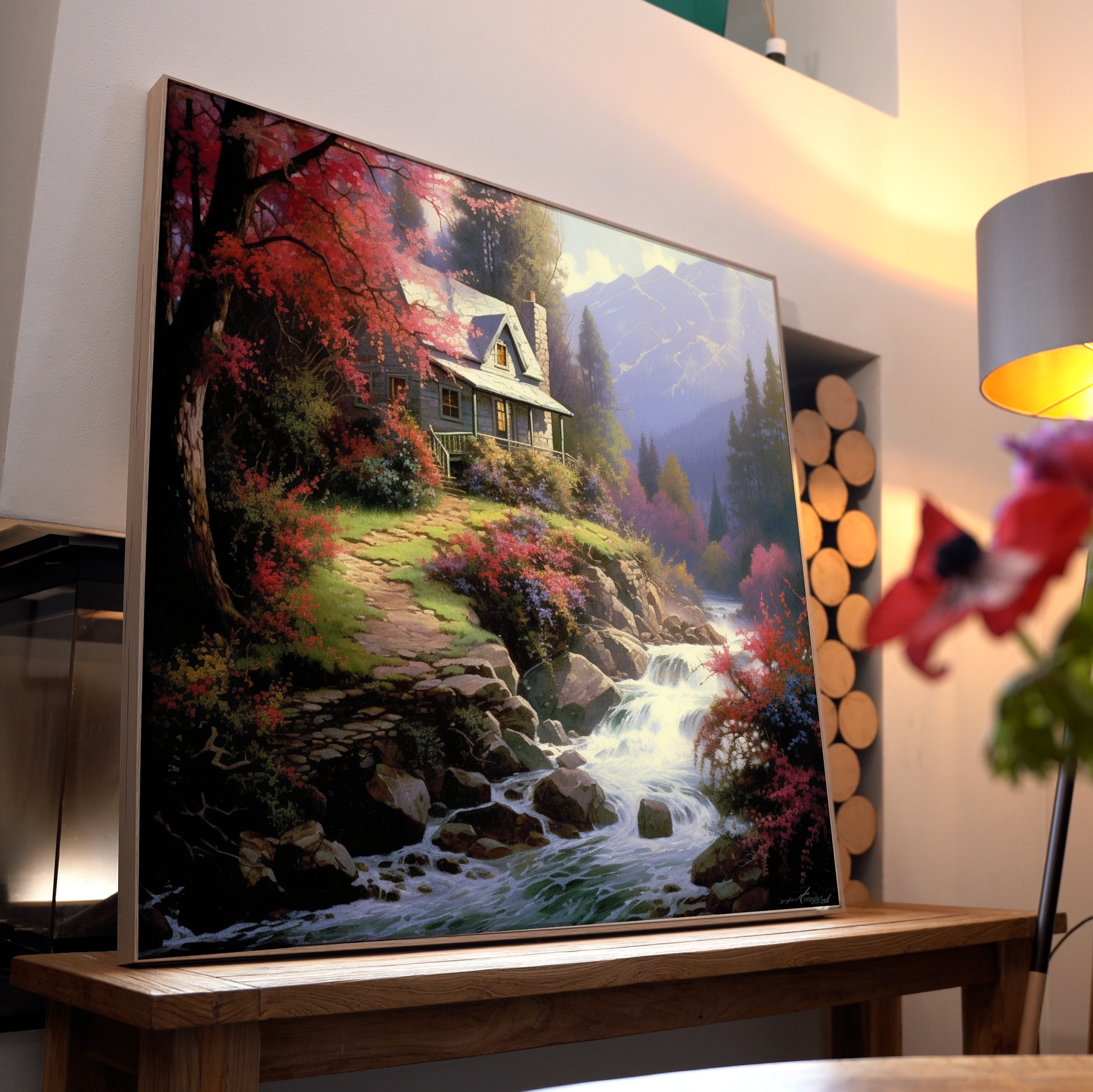 Haus Natur Ölgemälde 2 | LED Bild