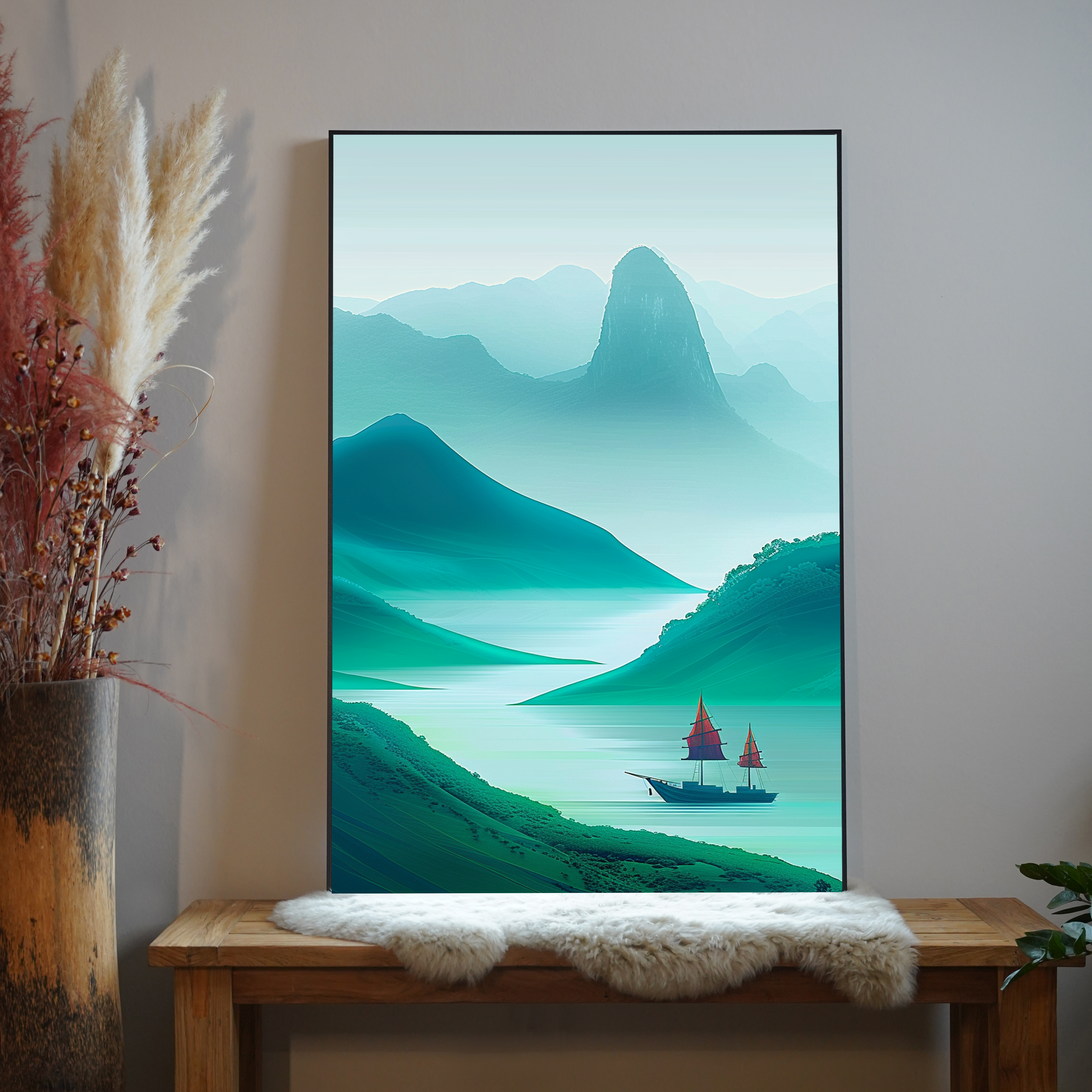 Asiatisches Schiff Illustriert 2 |  LED Bild