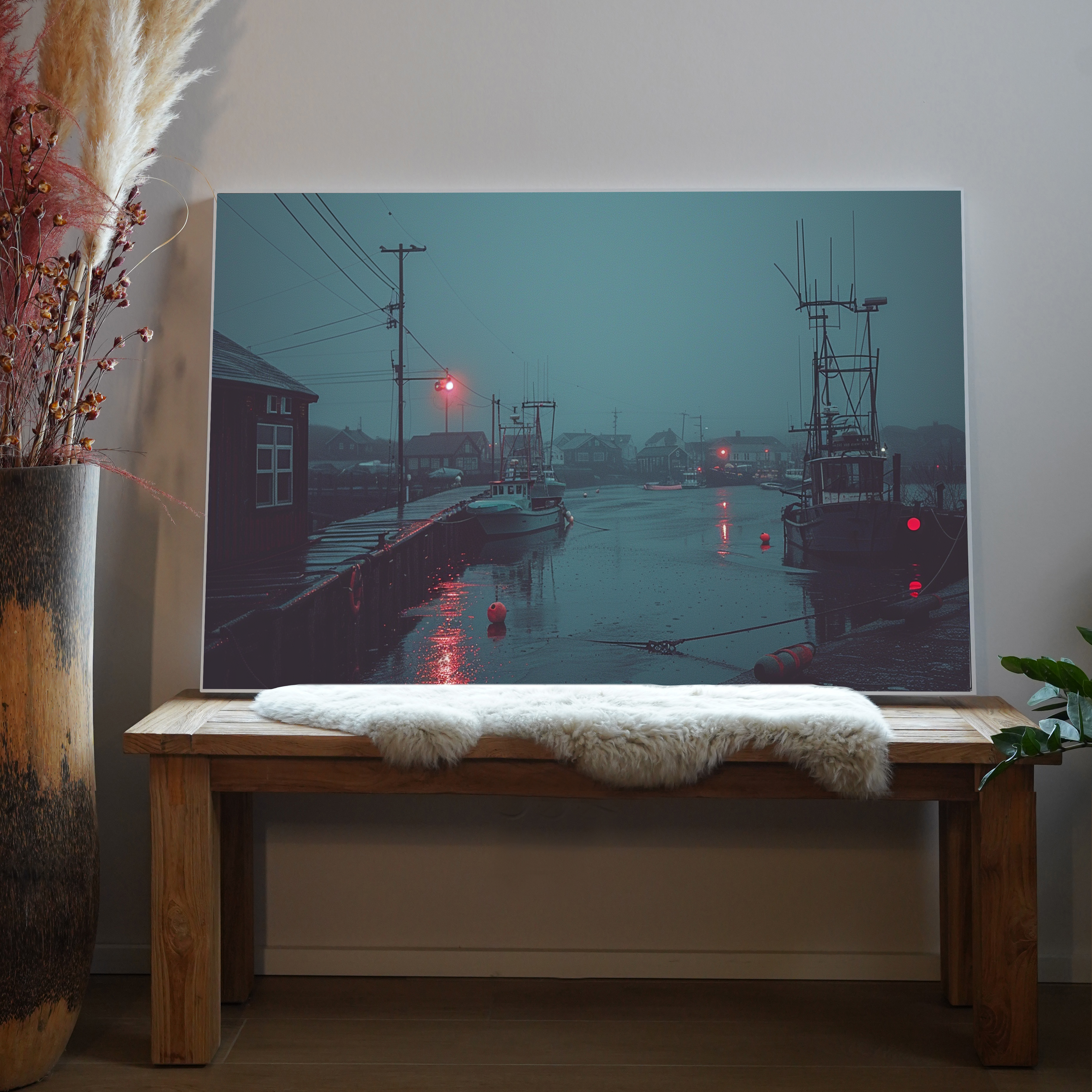 Nebeliger Hafen | LED Bild