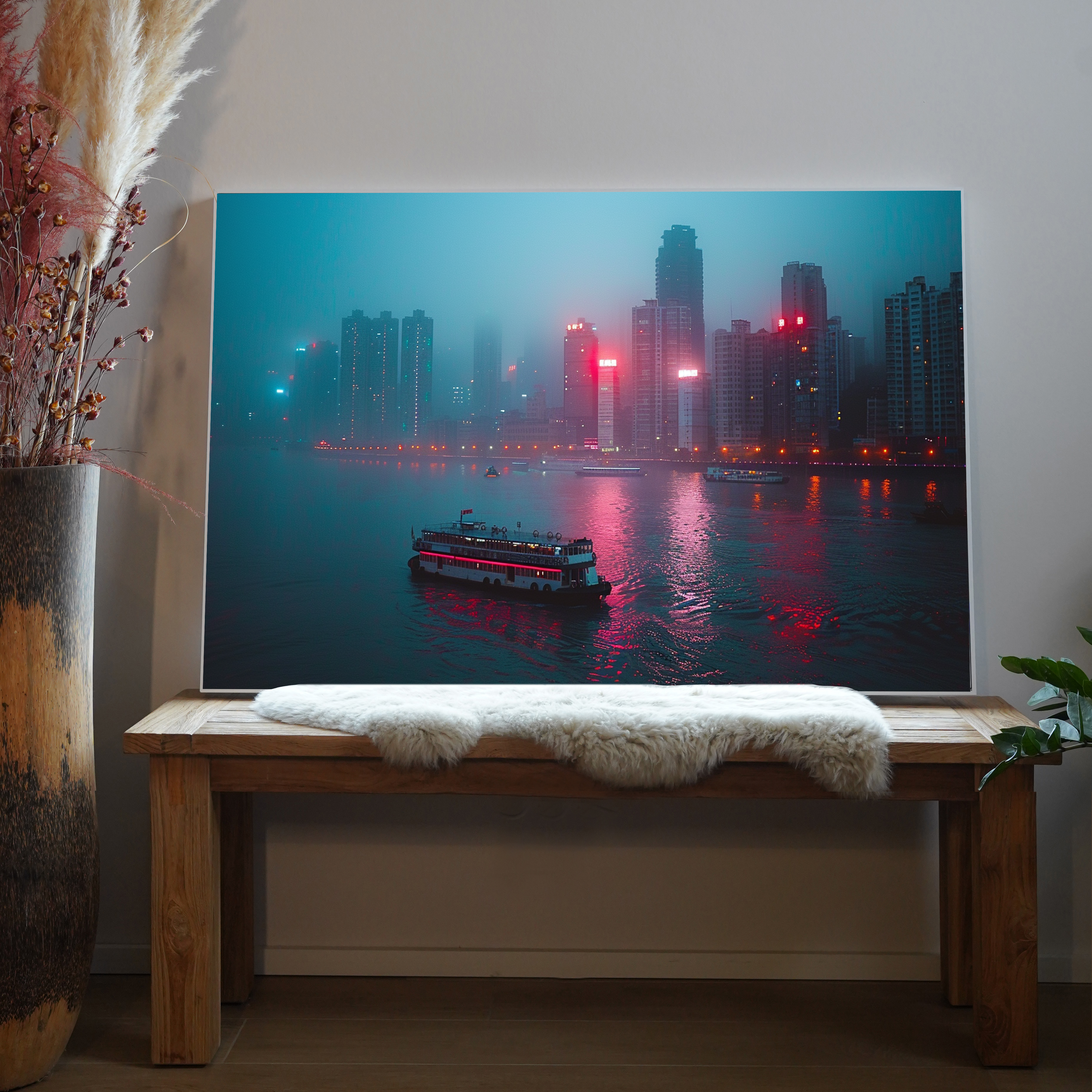 Nebelige Fähre | LED Bild