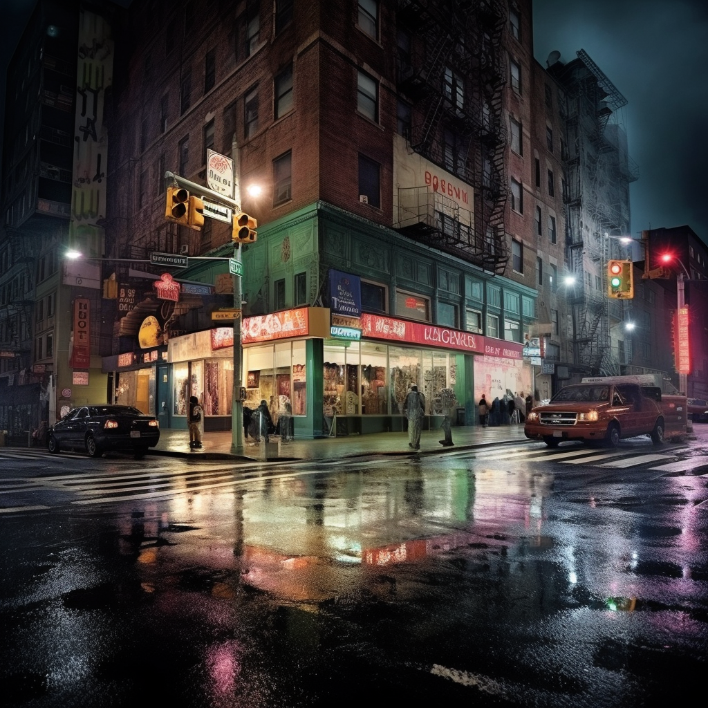 Kiosk an der Ecke Nachts | LED Bild