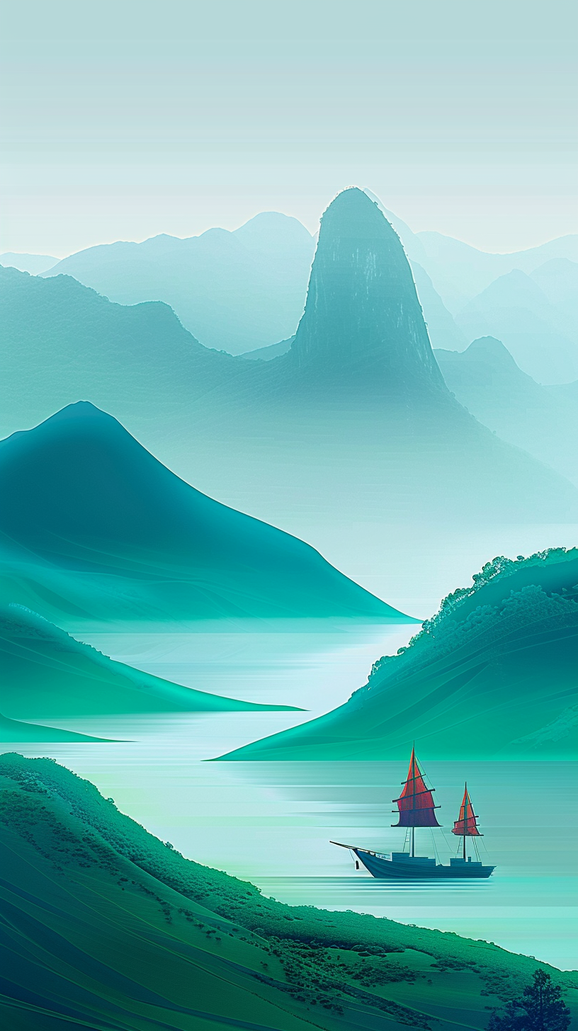 Asiatisches Schiff Illustriert 2 |  LED Bild