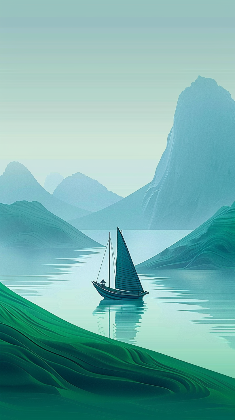 Asiatisches Schiff Illustriert 3 |  LED Bild