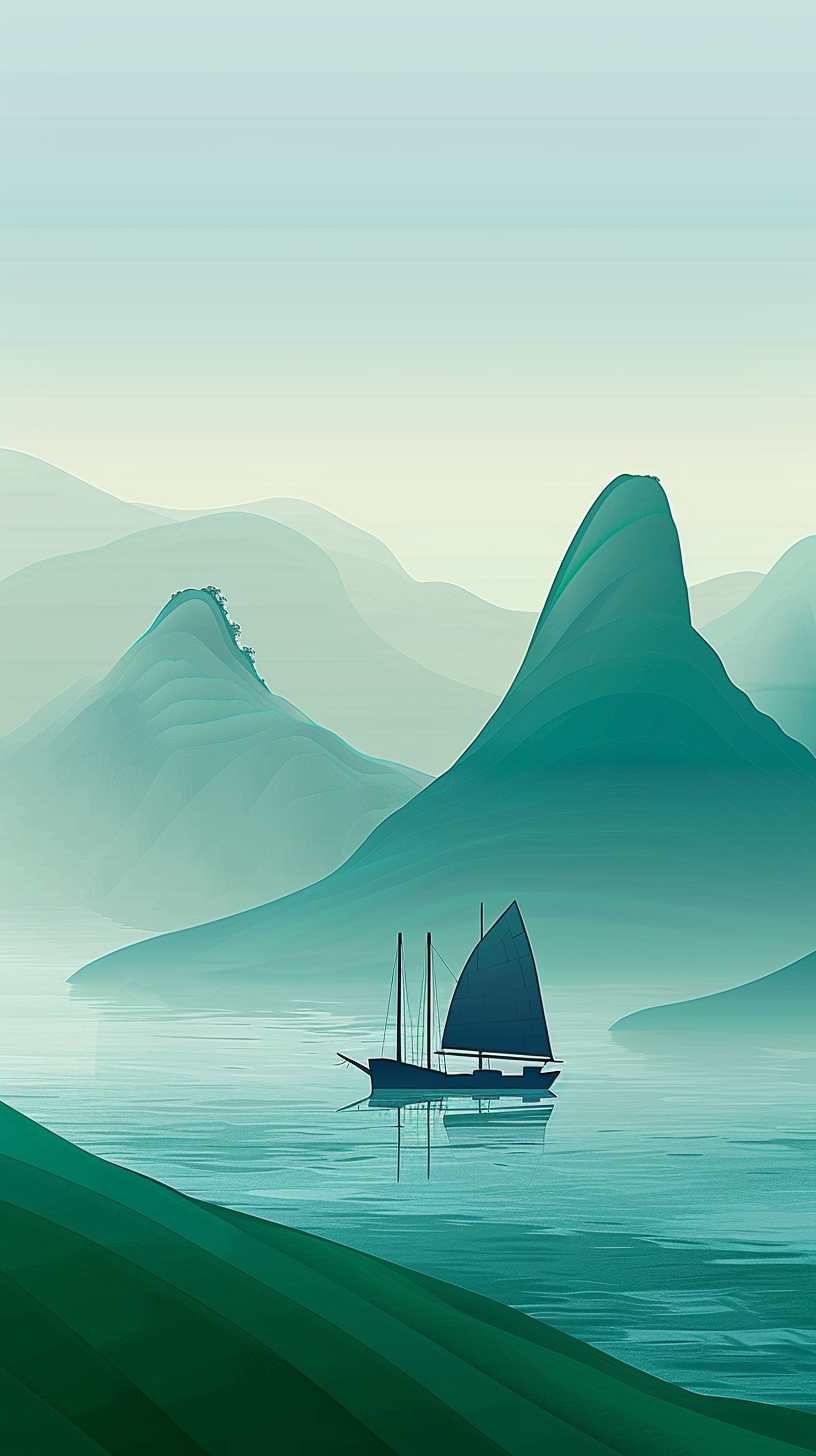 Asiatisches Schiff Illustriert 4 |  LED Bild