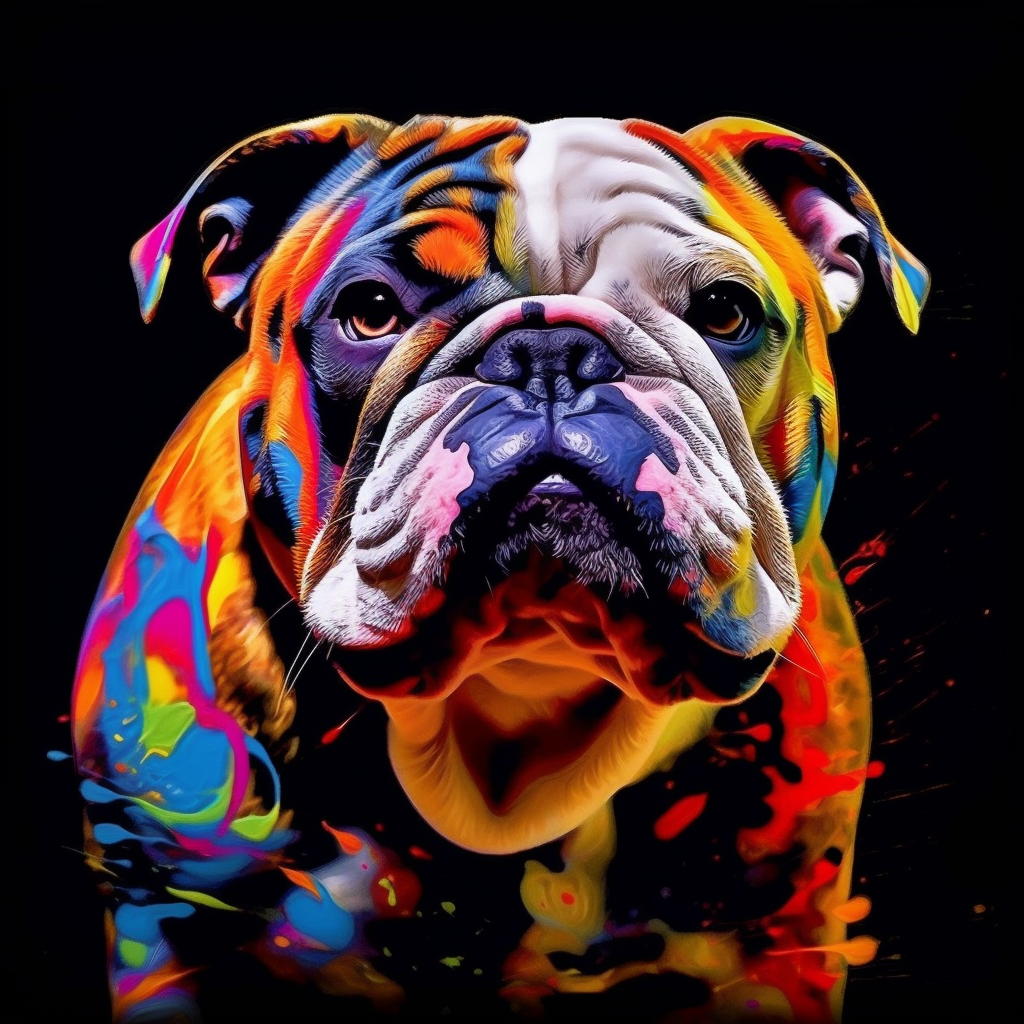 Bulldogge Abstrake Farben | LED Bild