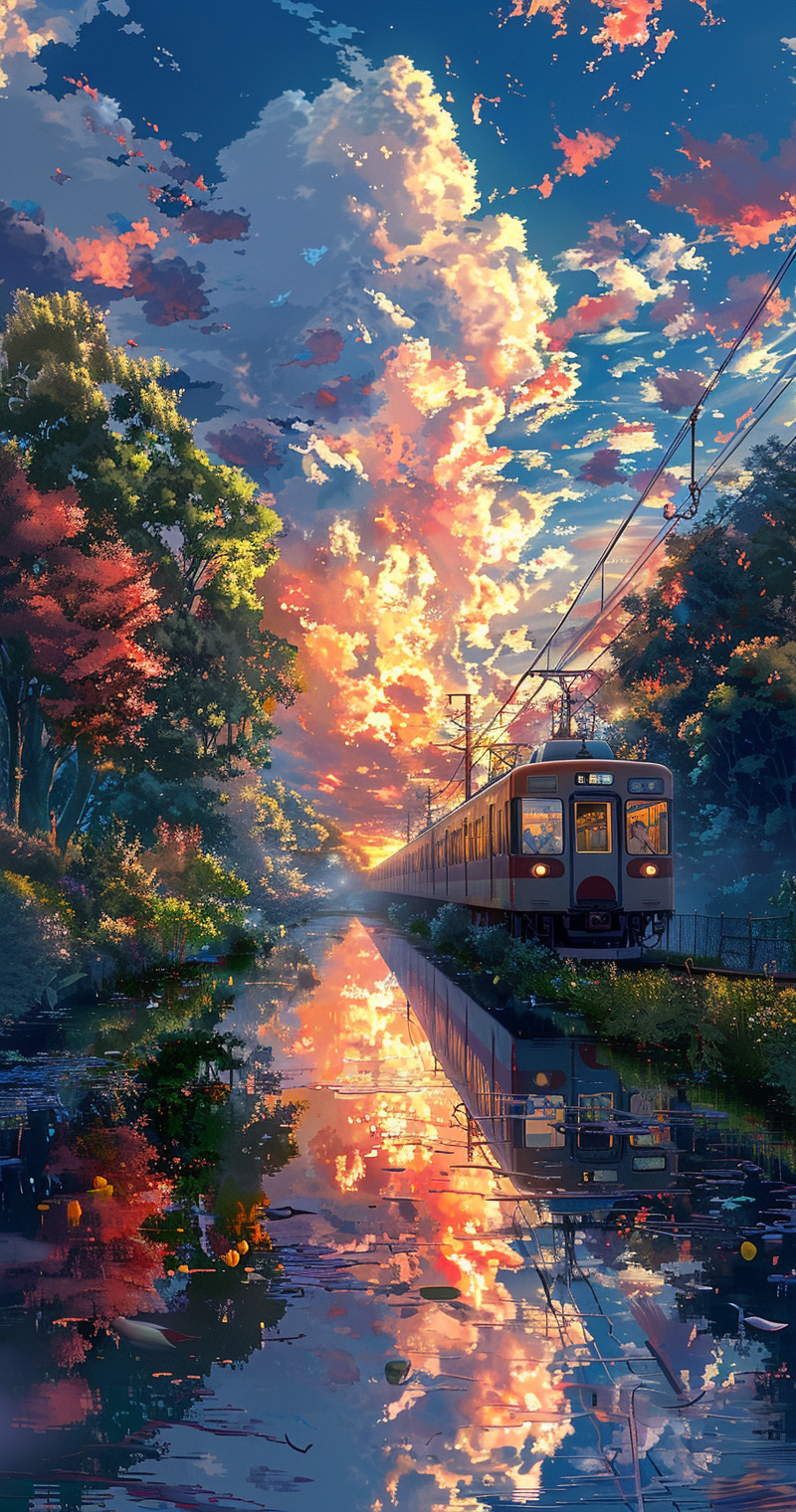 Straßenbahn Sonnenuntergang 2 | LED Bild
