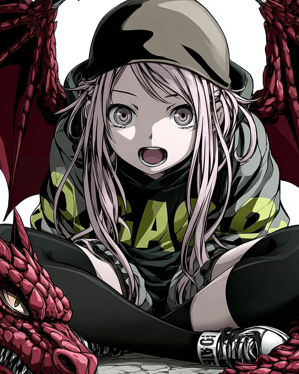 Mädchen Drache  Anime 4 | LED Bild