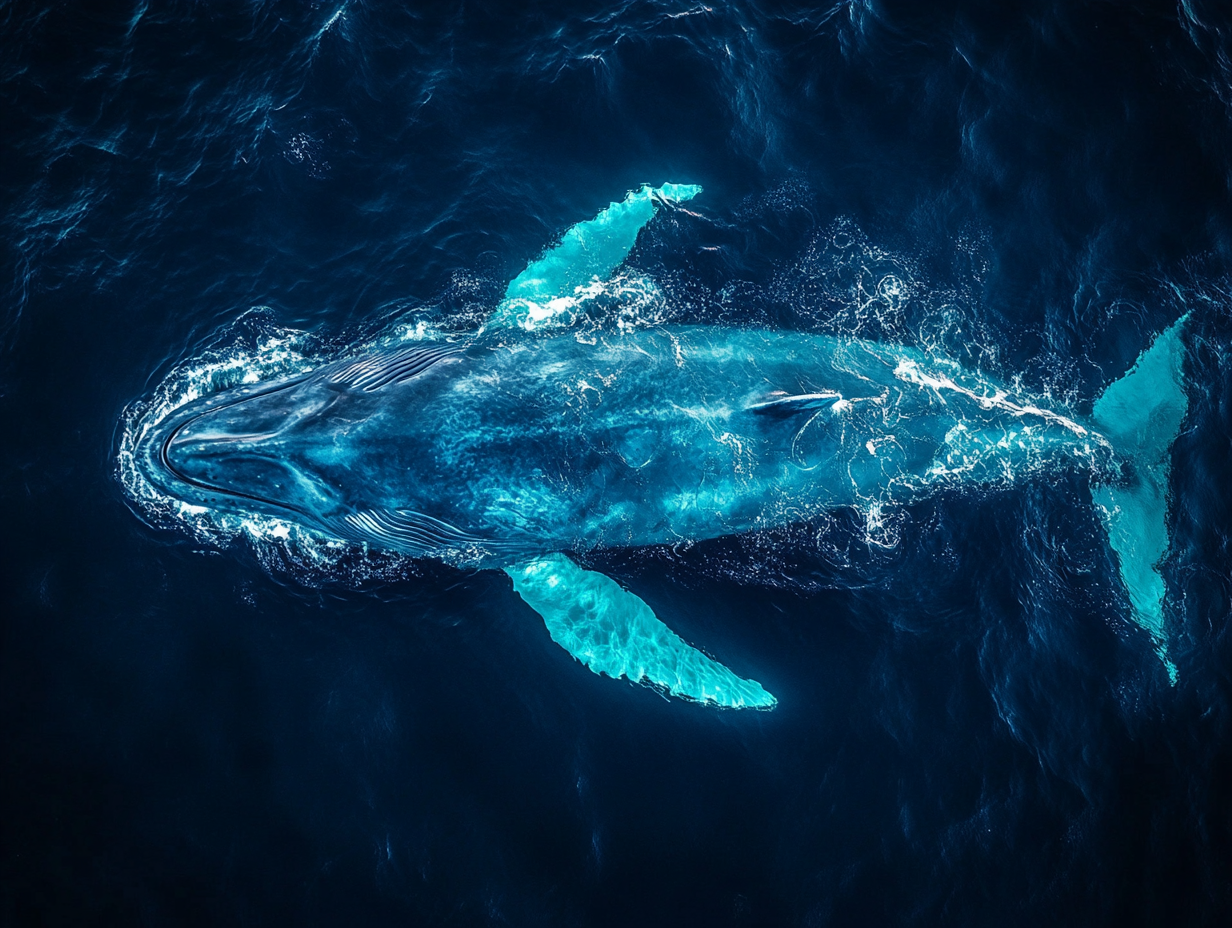 Blauer Wal unter Wasser 1 | LED Bild