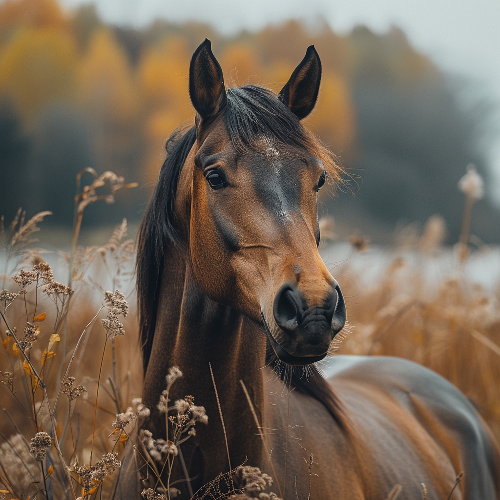Portrait Pferd auf Wiese 1 | LED Bild