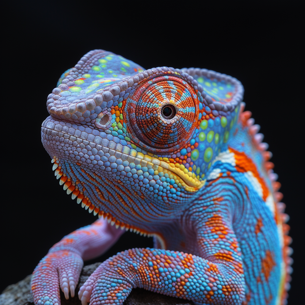 Chamäleon Portrait Bunt 1 | LED Bild